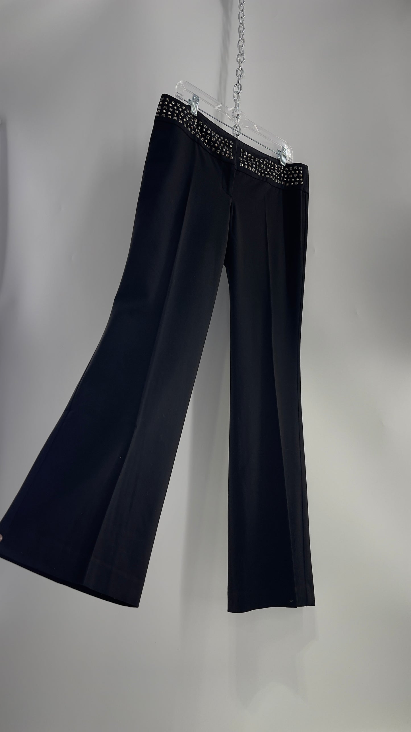 VINTAGE Express Black Low Waist Trouser with Studded Waistline and Kickflare Hem (8)