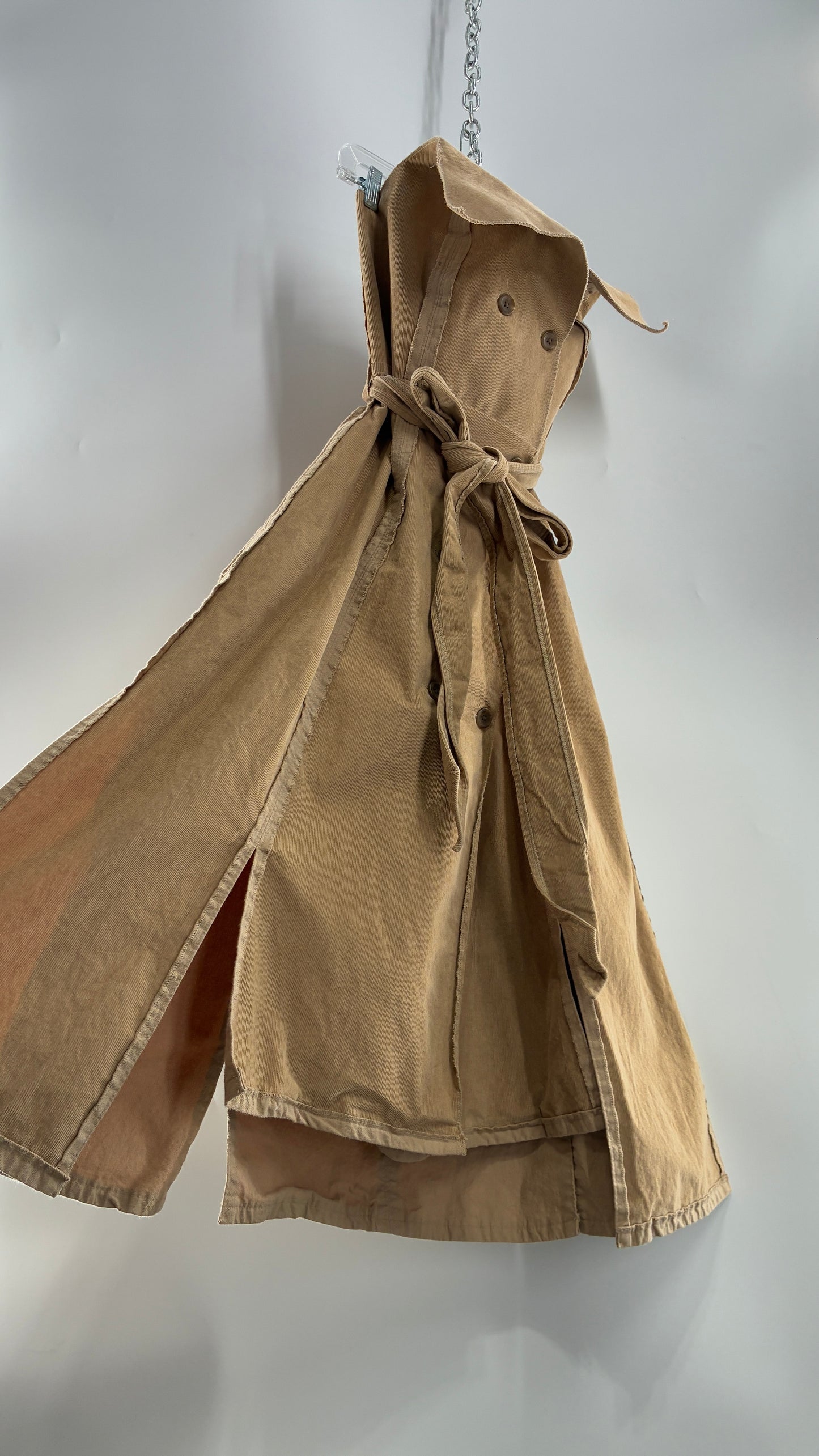 Vintage Corduroy Trench Coat Style Dress (Medium)