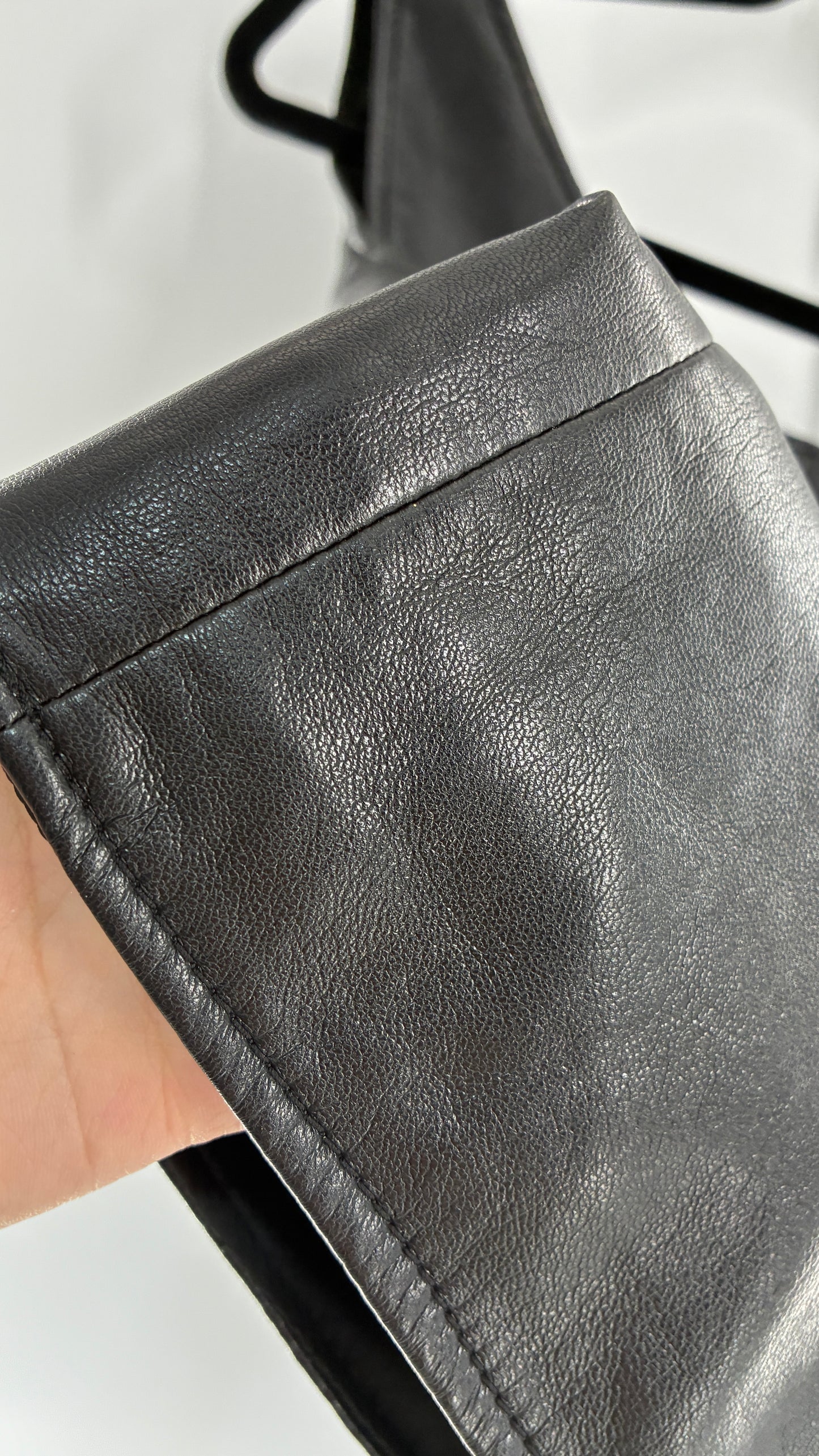 AS by DF Black Leather Sleeveless Boxy Top (Medium)