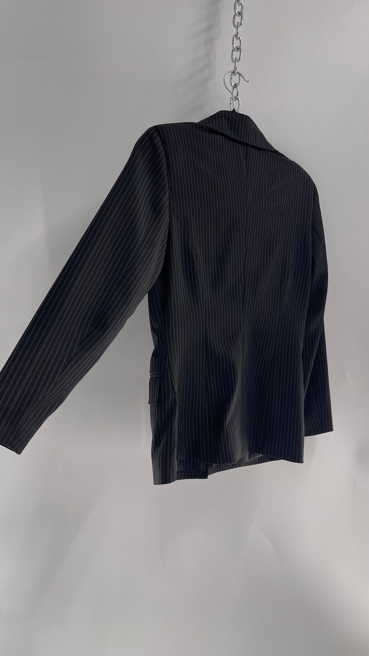 Vintage BOSS Black Pinstripe Diagonal Button Suit Blazer (XS/S)