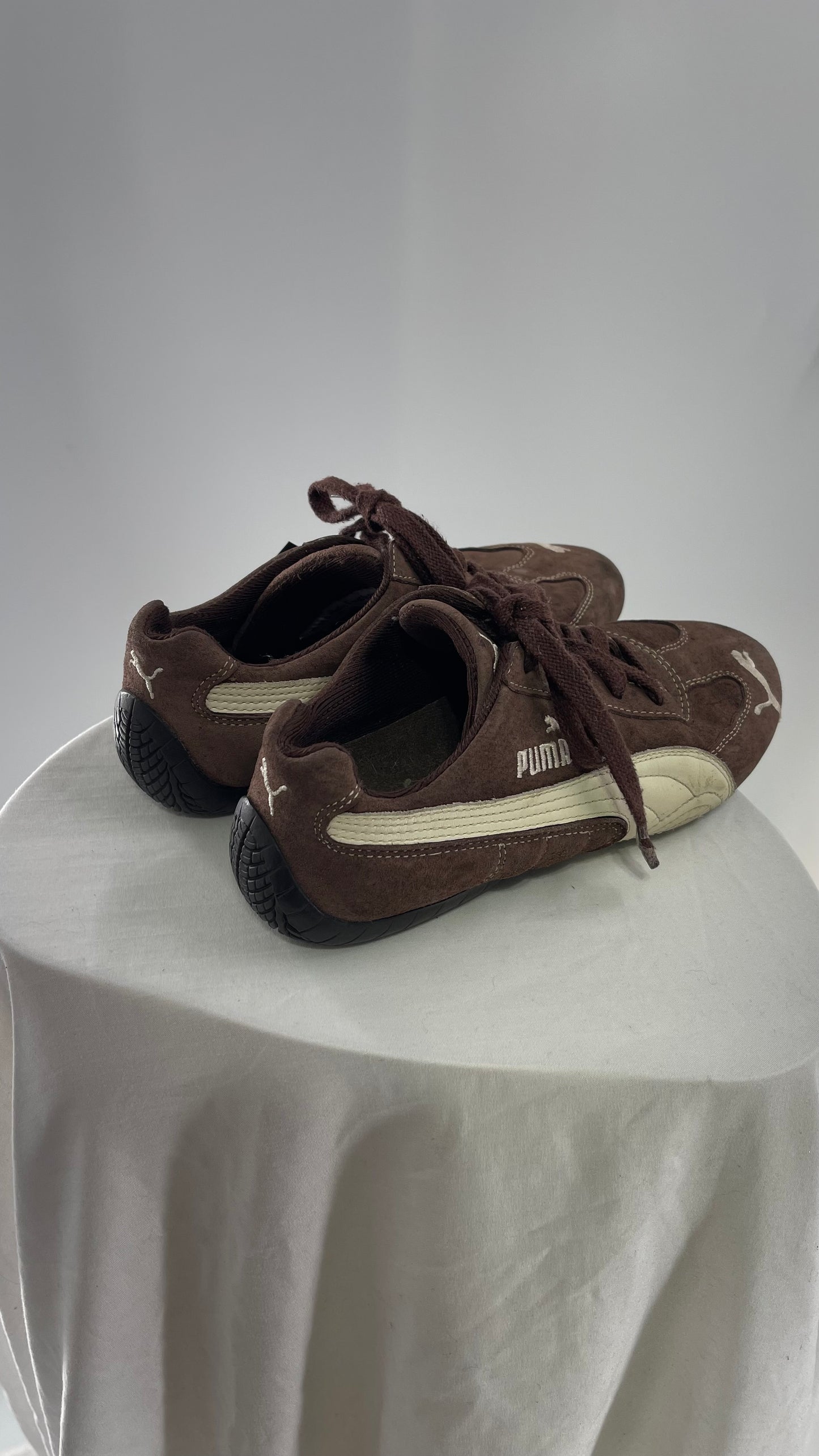 Vintage Worn Brown Suede Puma Sneakers (6.5)