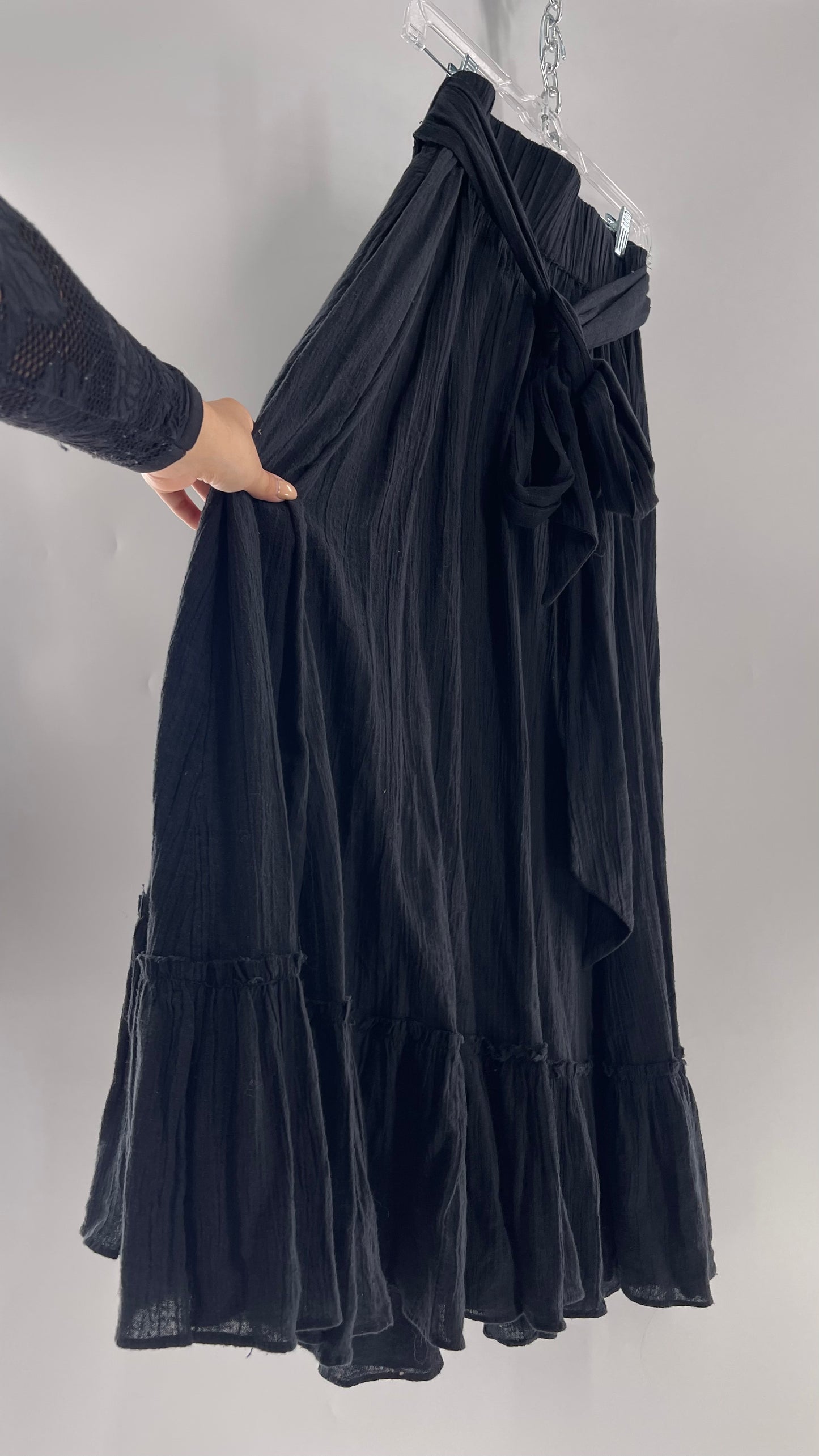 Free People Black Floor Length Skirt (Medium)