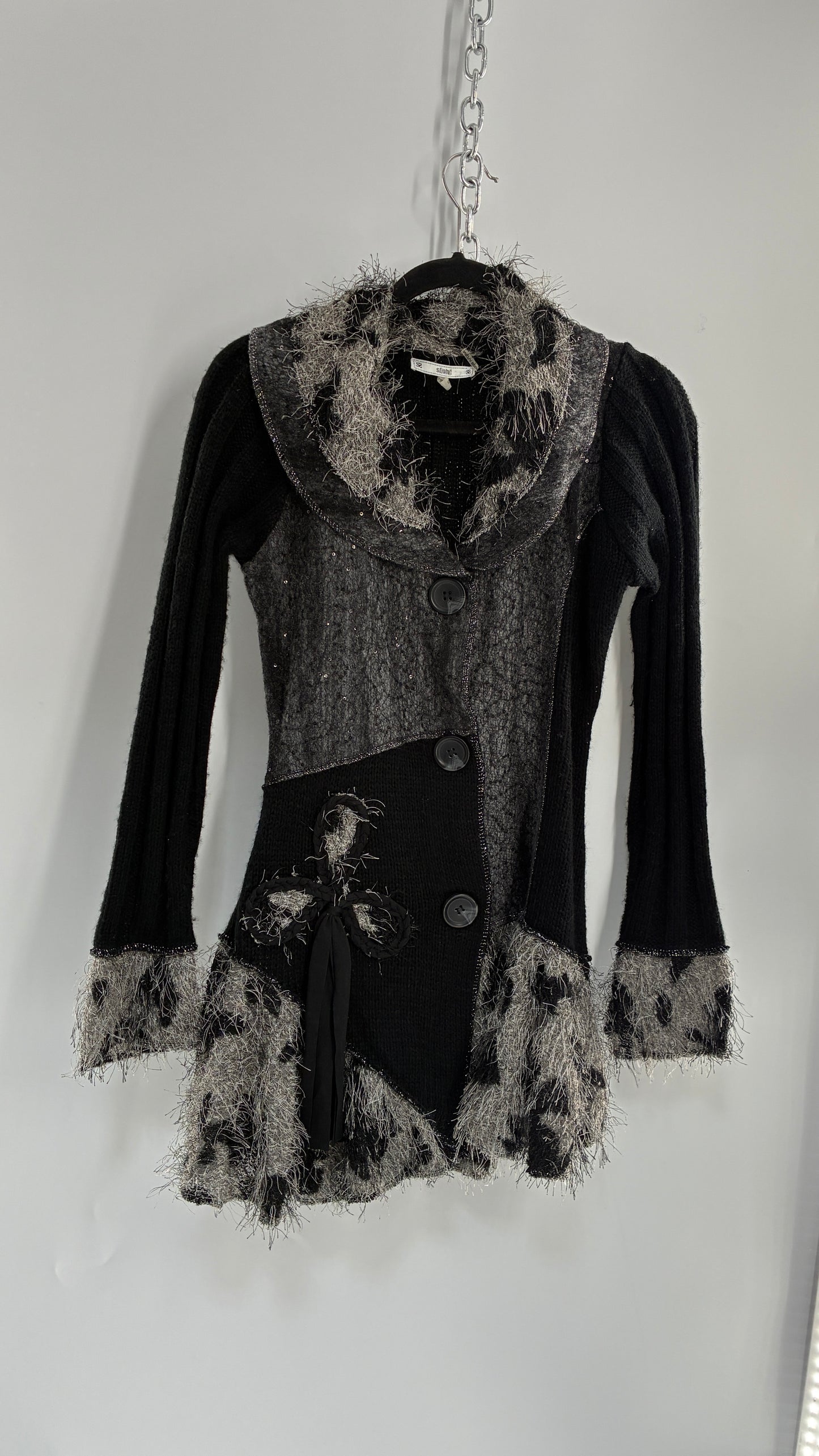 Vintage S|I|O|N|I Black, Grey Cardigan (Small)