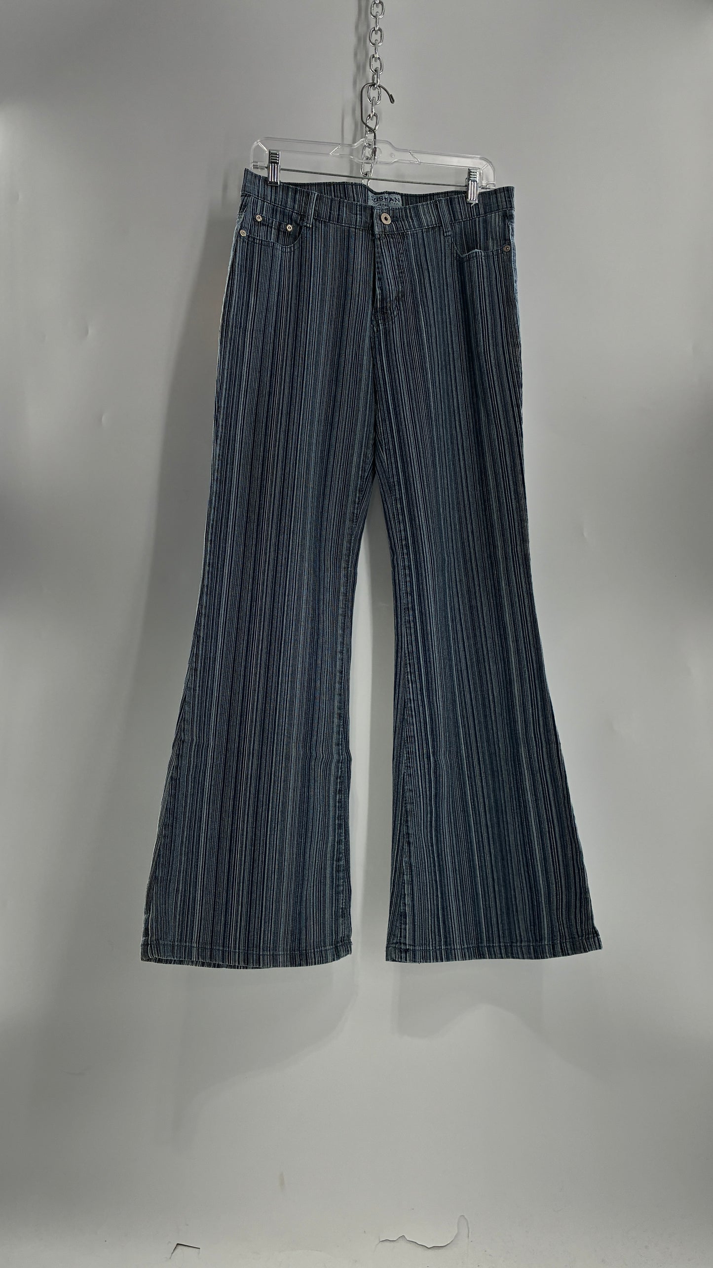 Deadstock Vintage SUSHAN Striped Denim Kickflares (XL)