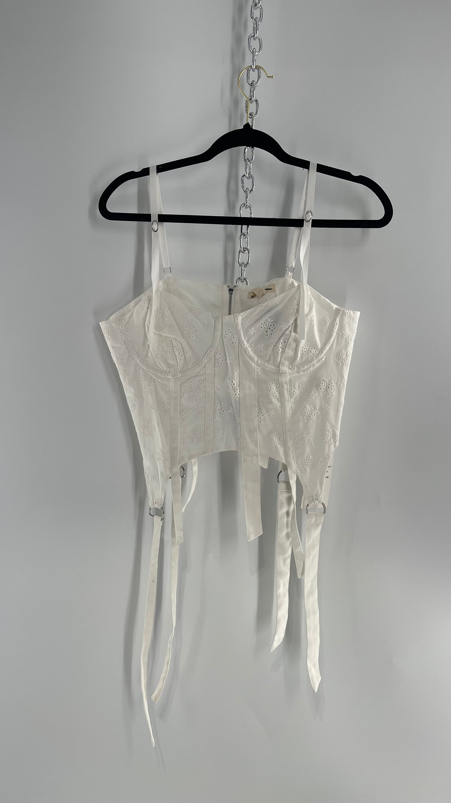 For Love and Lemons White Eyelet Lace Corset with Tags Attached (Large)