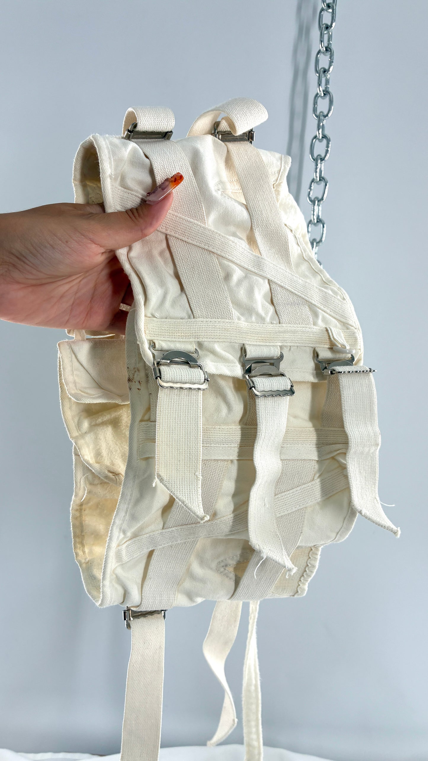 Vintage 1950s White Girdle Corset Brace Belt with Straps (Small)