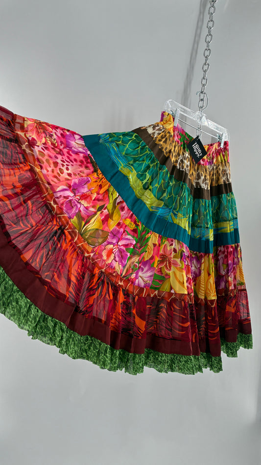 Vintage CHENAULT Voluminous Tropical Tiered Skirt (6)
