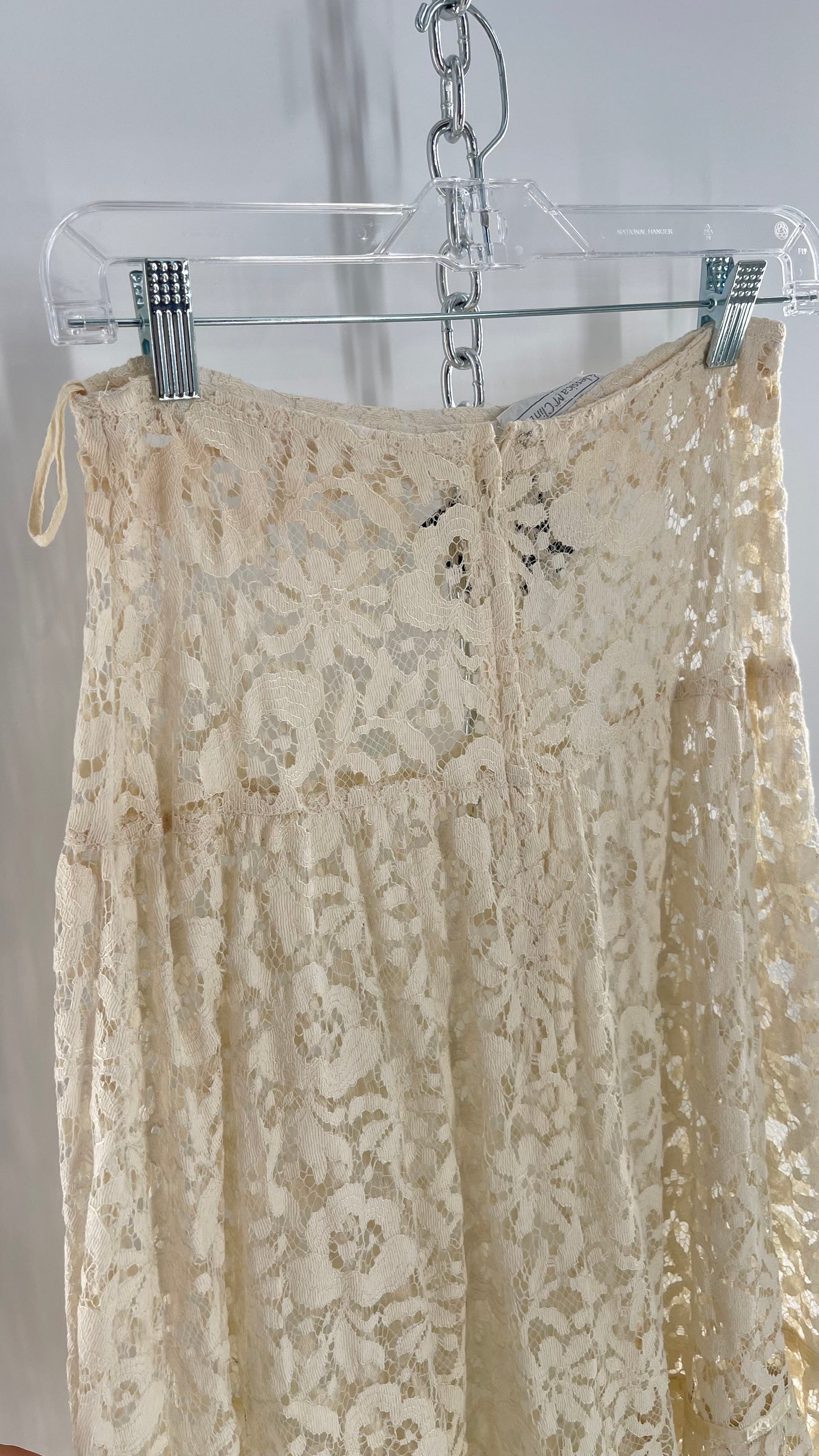 Vintage Jessica McClintock Delicate Off White Lace Skirt (7/8)