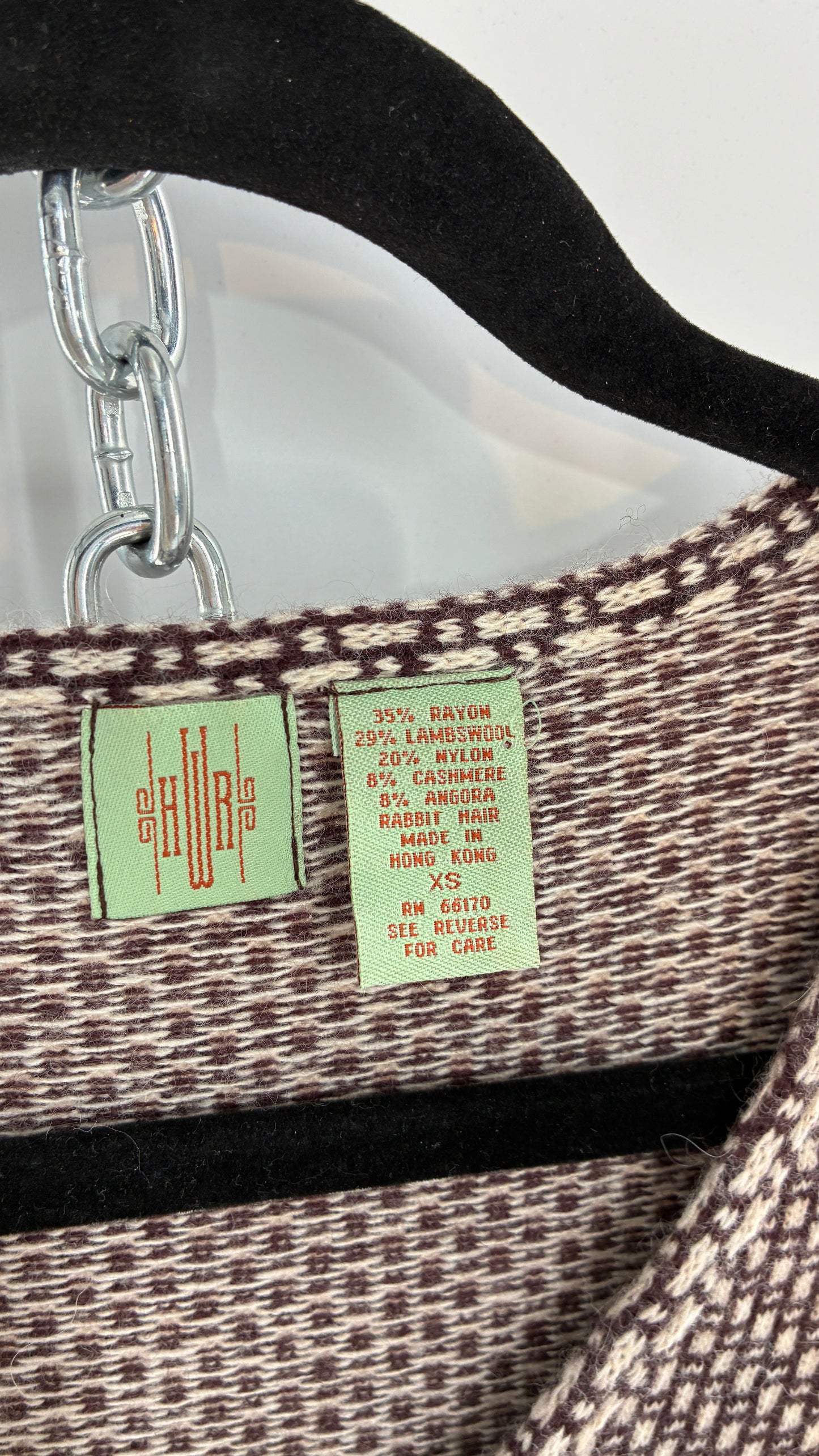 Vintage ANTHROPOLOGIE Lambswool, Rabbit and Cashmere Blend Brown Knit Long Sleeve with Belted, Buttoned Detail (XS)