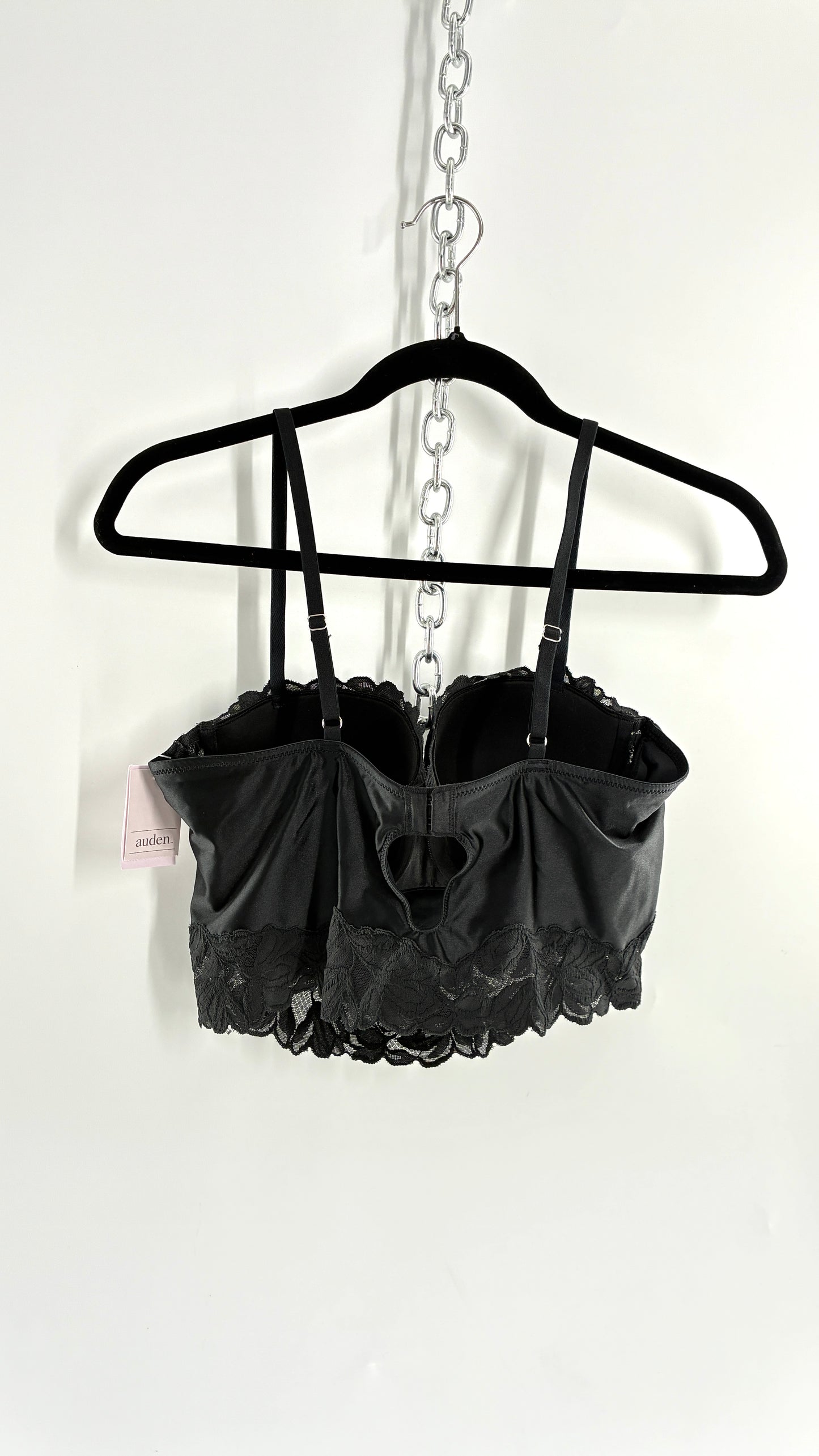 Vintage AUDEN Black Camisole with Built in Lace Cups (Medium)