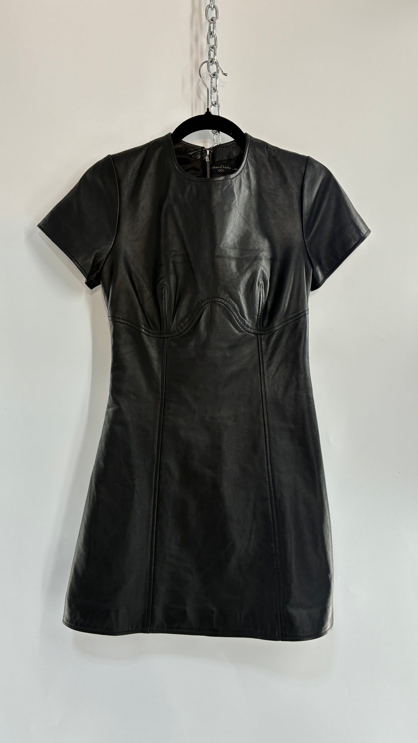 HOUSE of HARLOW X REVOLVE Genuine Leather Underbust Seam, Bodycon Mini Dress (Small)