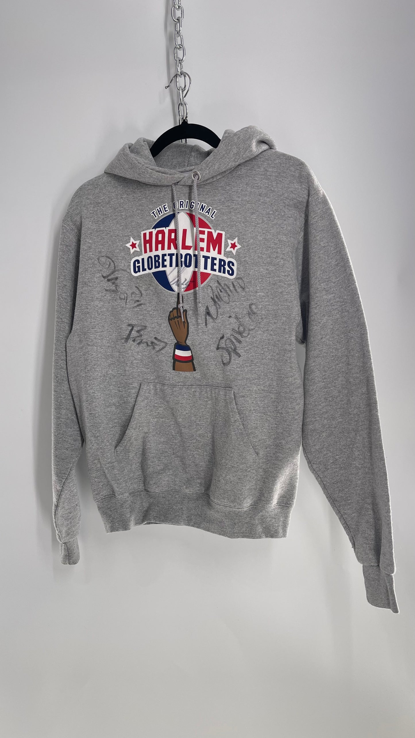 Vintage Signed Autographed Harlem Globe Trotters Grey Hoodie (Small)