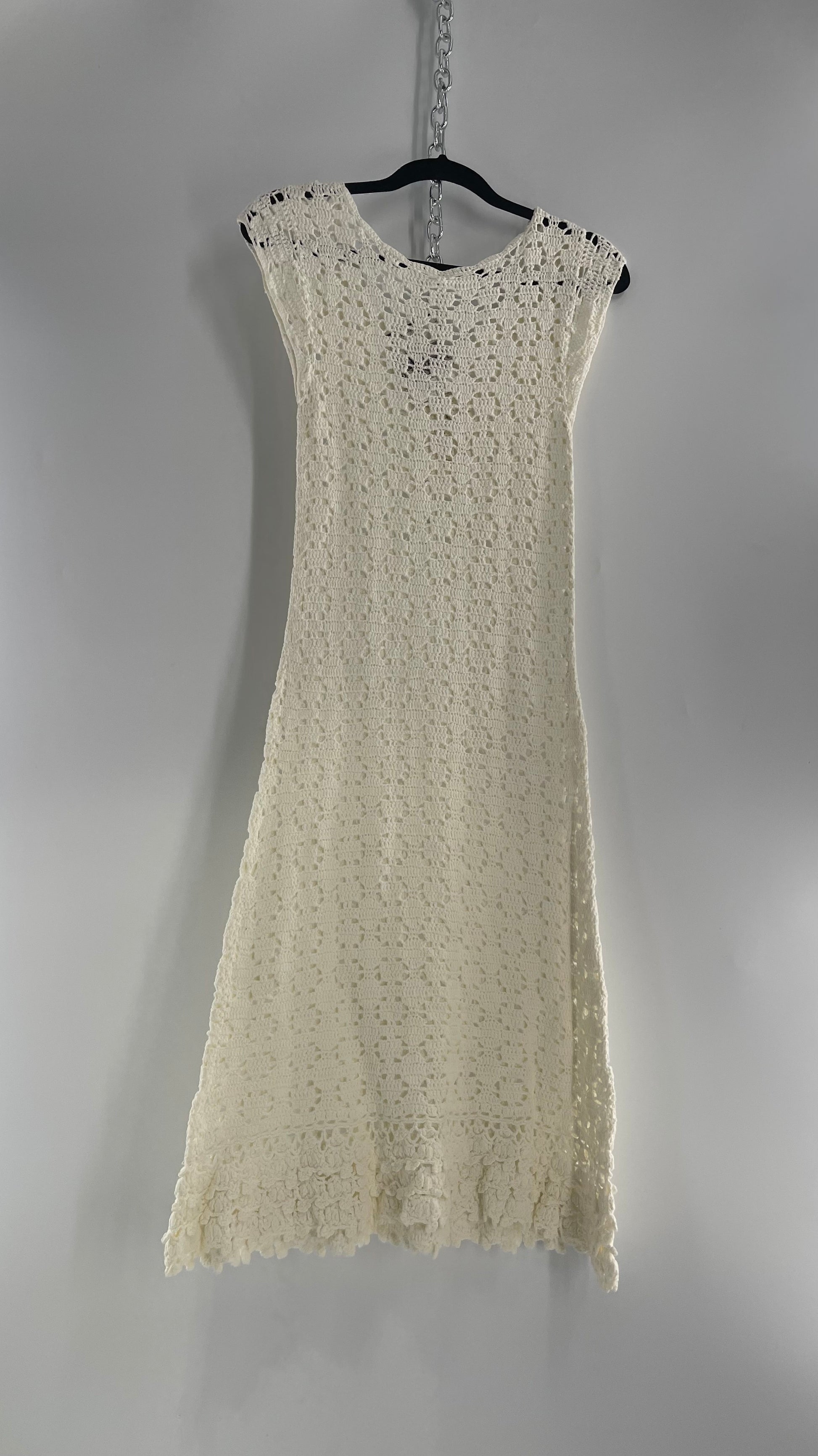 Anthropologie White Crochet Knit MIDI Dress with Tags Attached The Thrifty Hippy Anthropologie White Crochet Knit MIDI Dress with Tags Attached The Thrifty Hippy