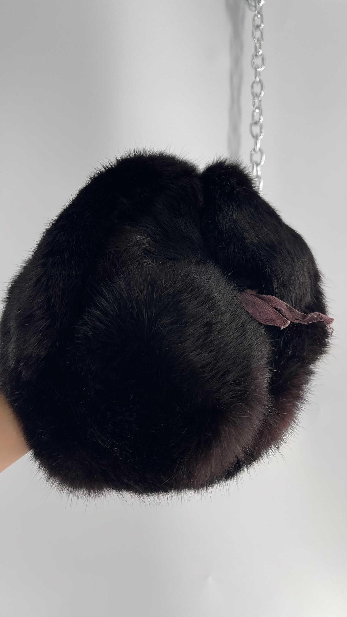 Vintage Russian Black Genuine Rabbit Fur Roller Hat with Pull Down Ear Muff Flaps