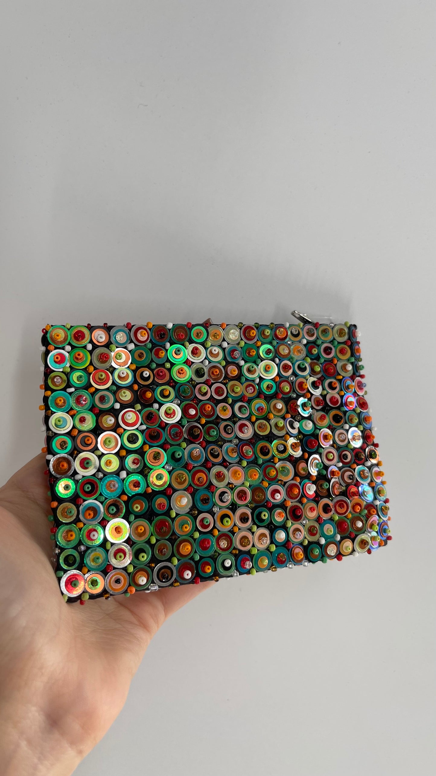 Vintage Beaded Layered Sequin Colorful Pouch