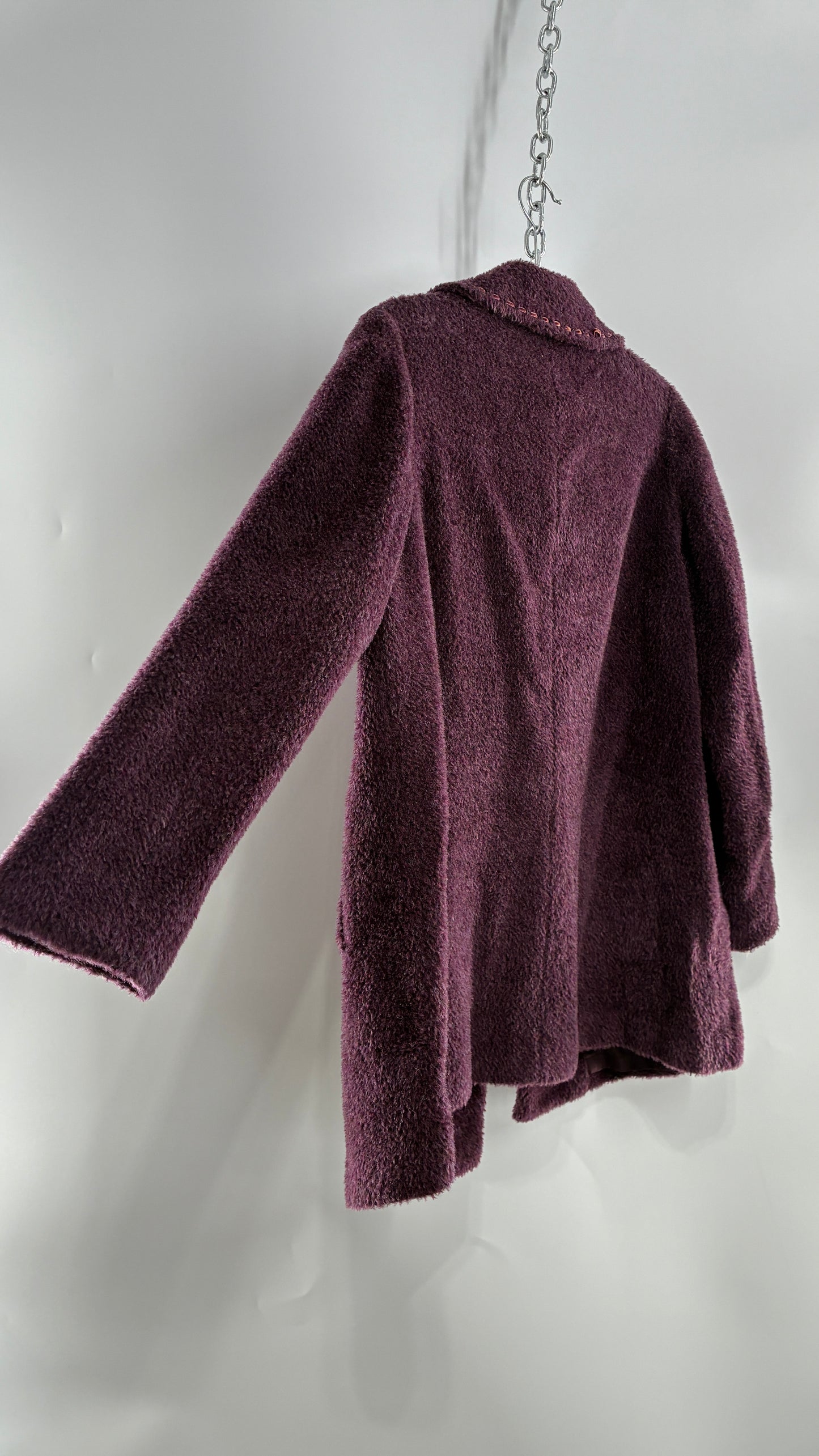 Vintage VIVALDI Purple Coat with Ribbon Stitch Detail (97,102,165cm)