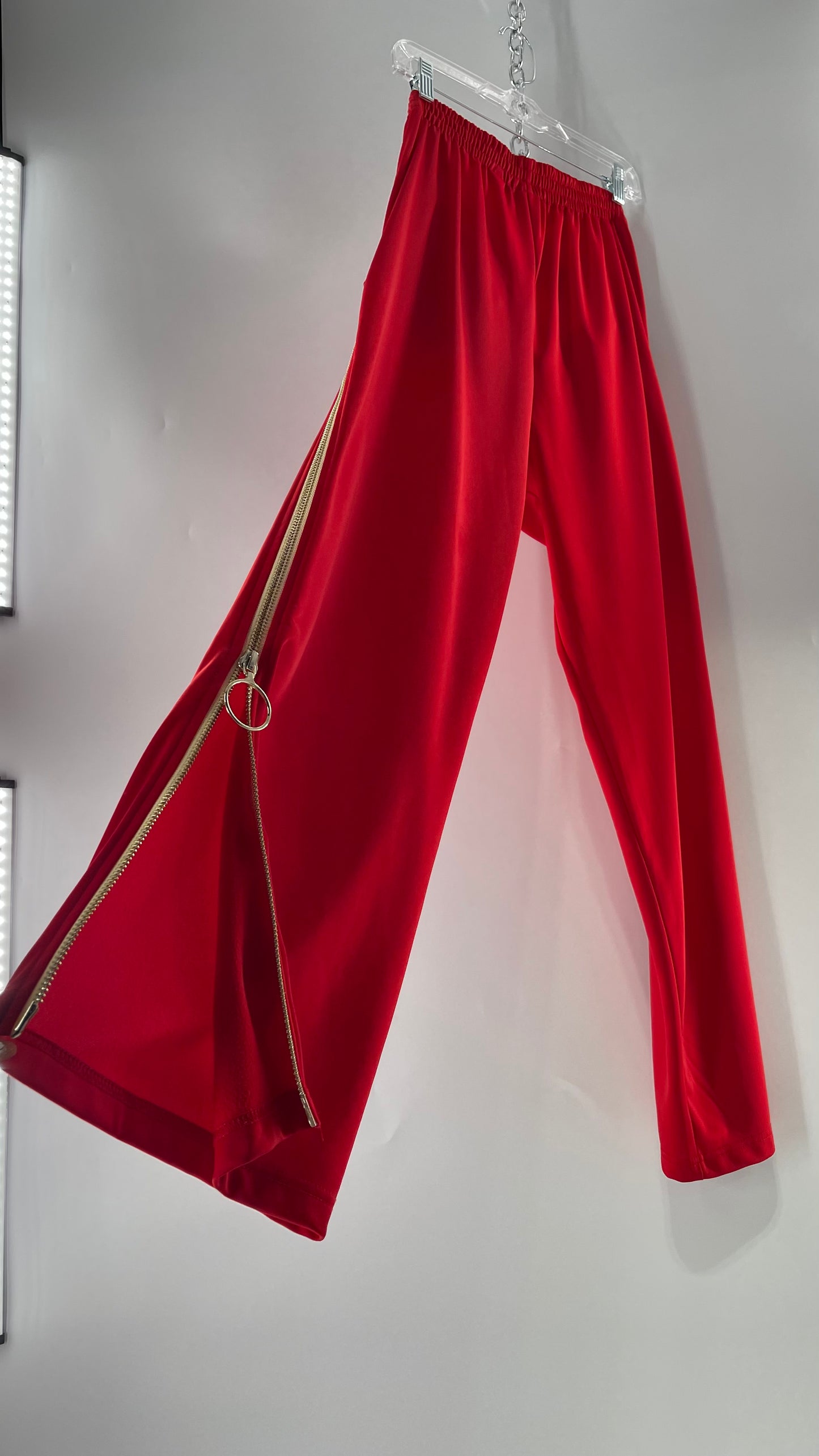 FILS X Pierre Cardin Red Complete Zip Side Wide Leg Athleisure Pant (Medium)