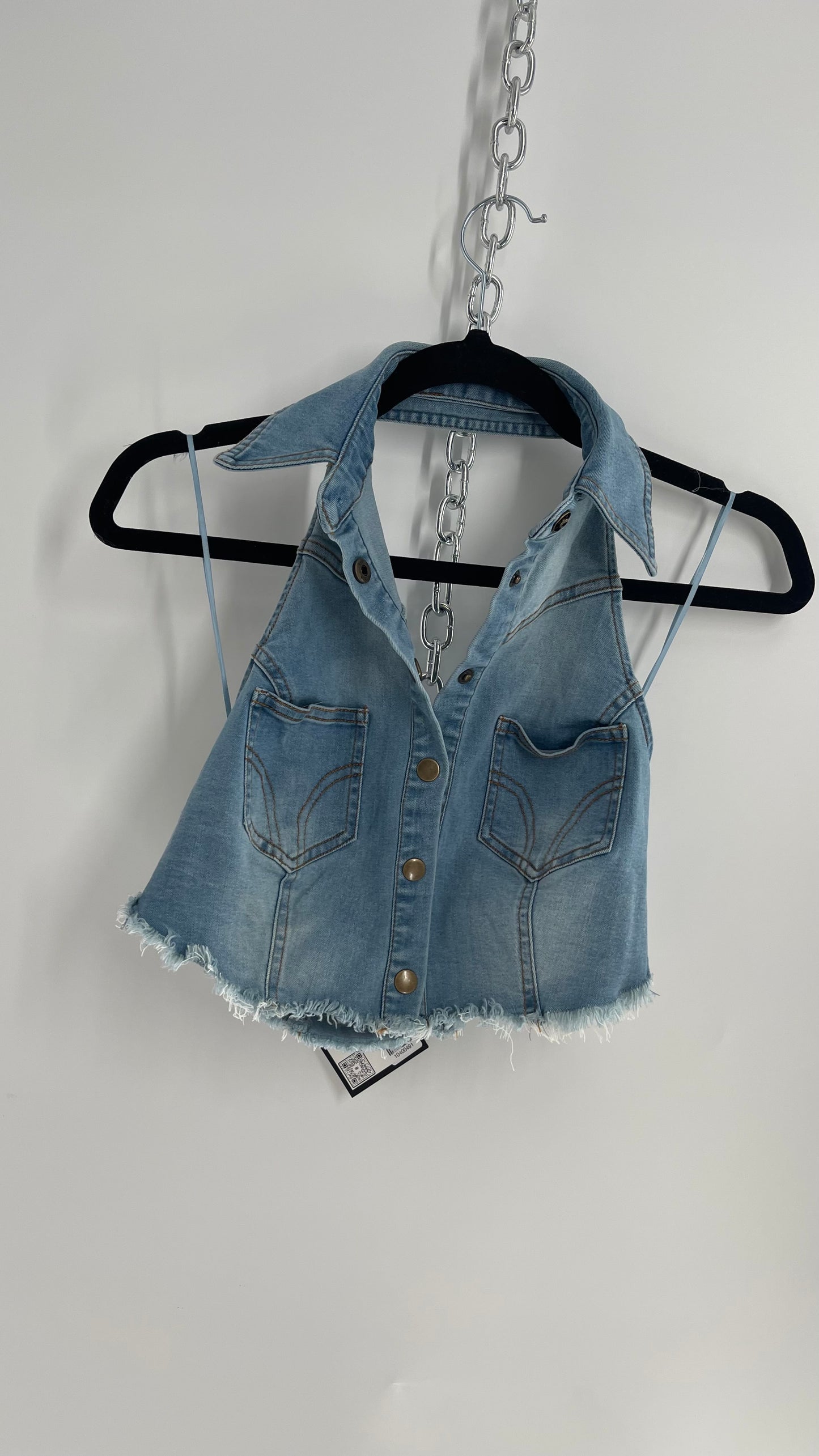 Urban Outiftters Vintage Style Reworked Light Wash Denim Vest (Small)