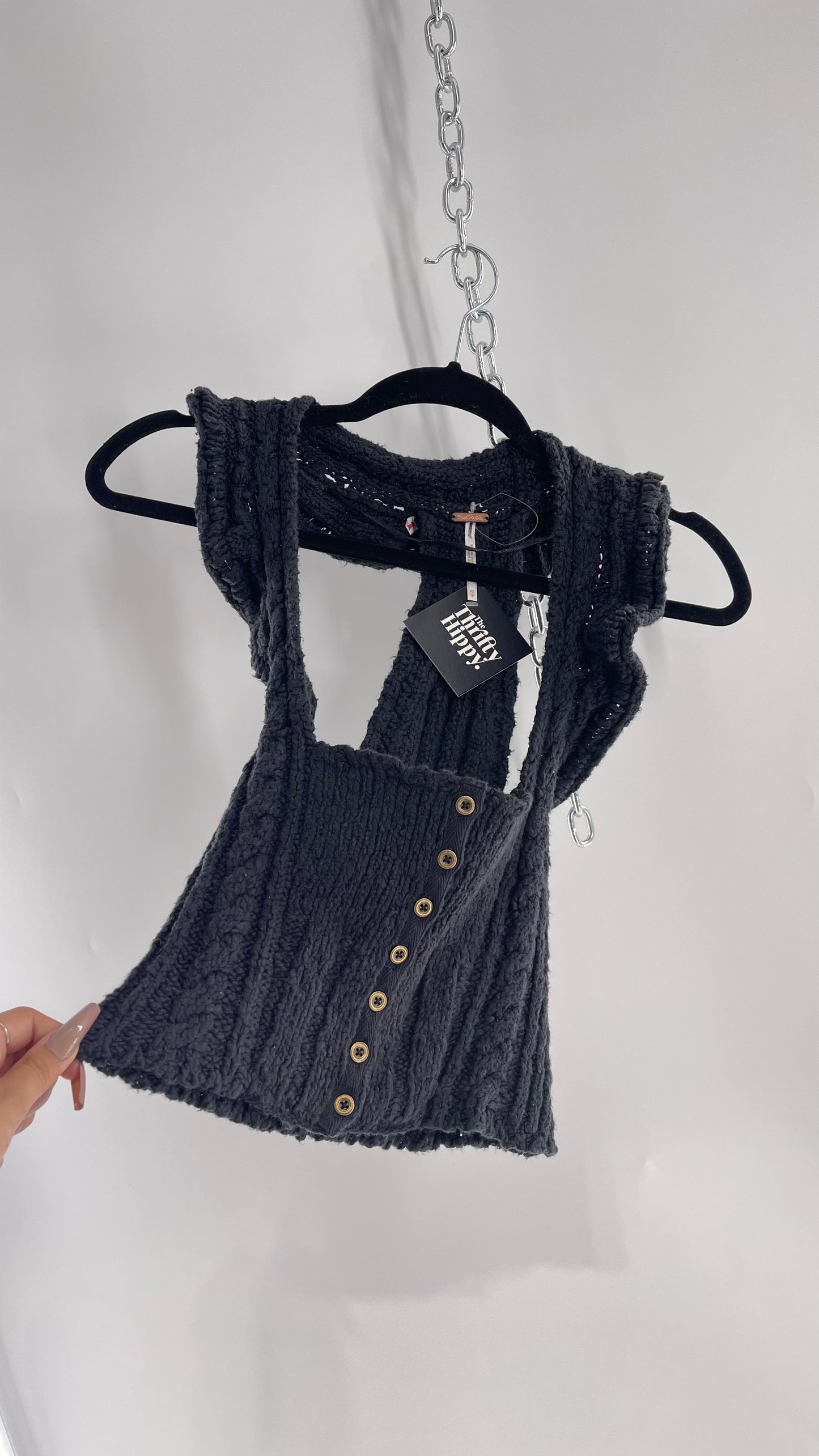 Free People Black Cozy Knit Tank (XS)