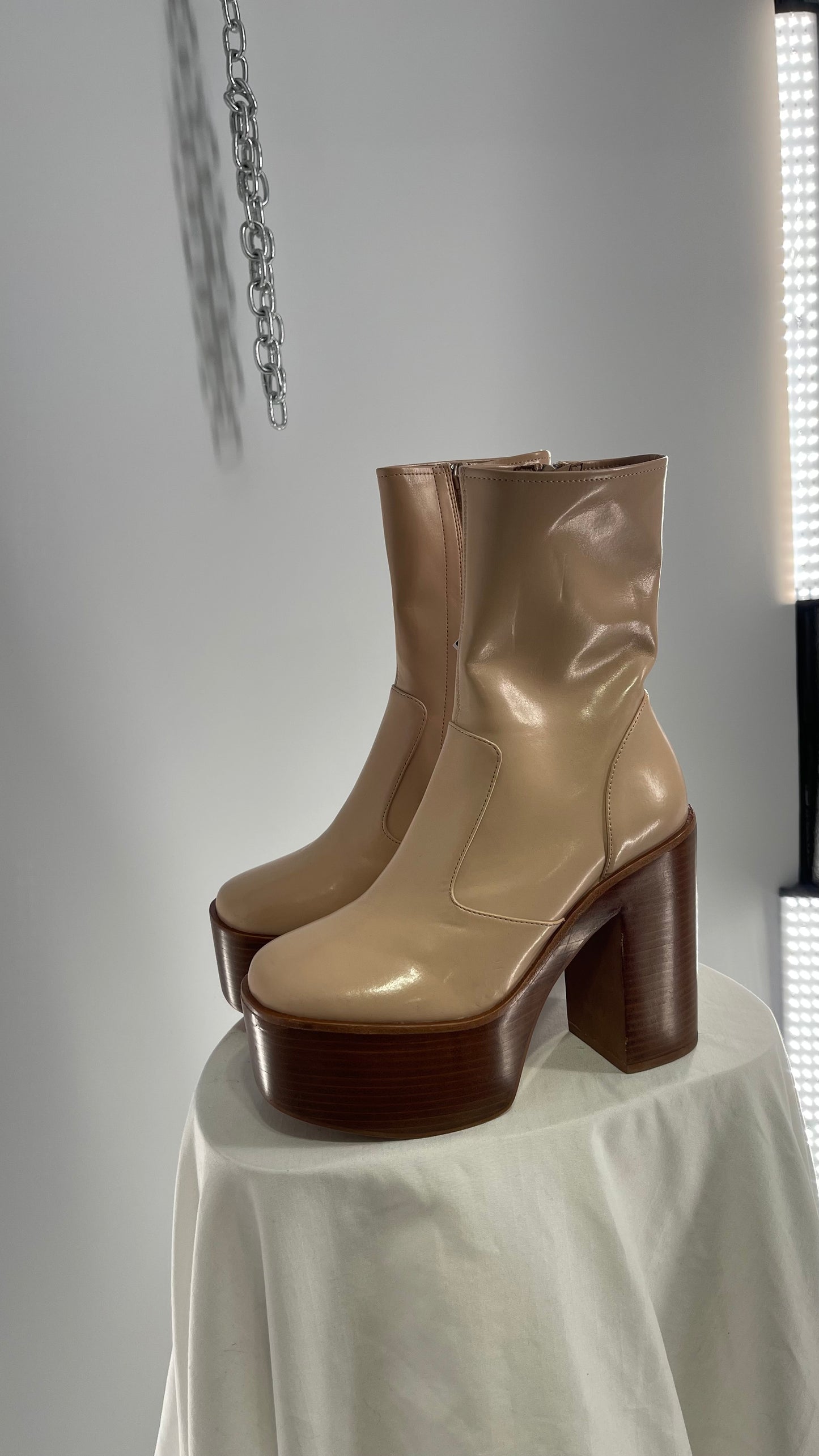 Jeffrey Campbell Mexique Beige Boot with Platform And Chunky Wooden Heel (6)