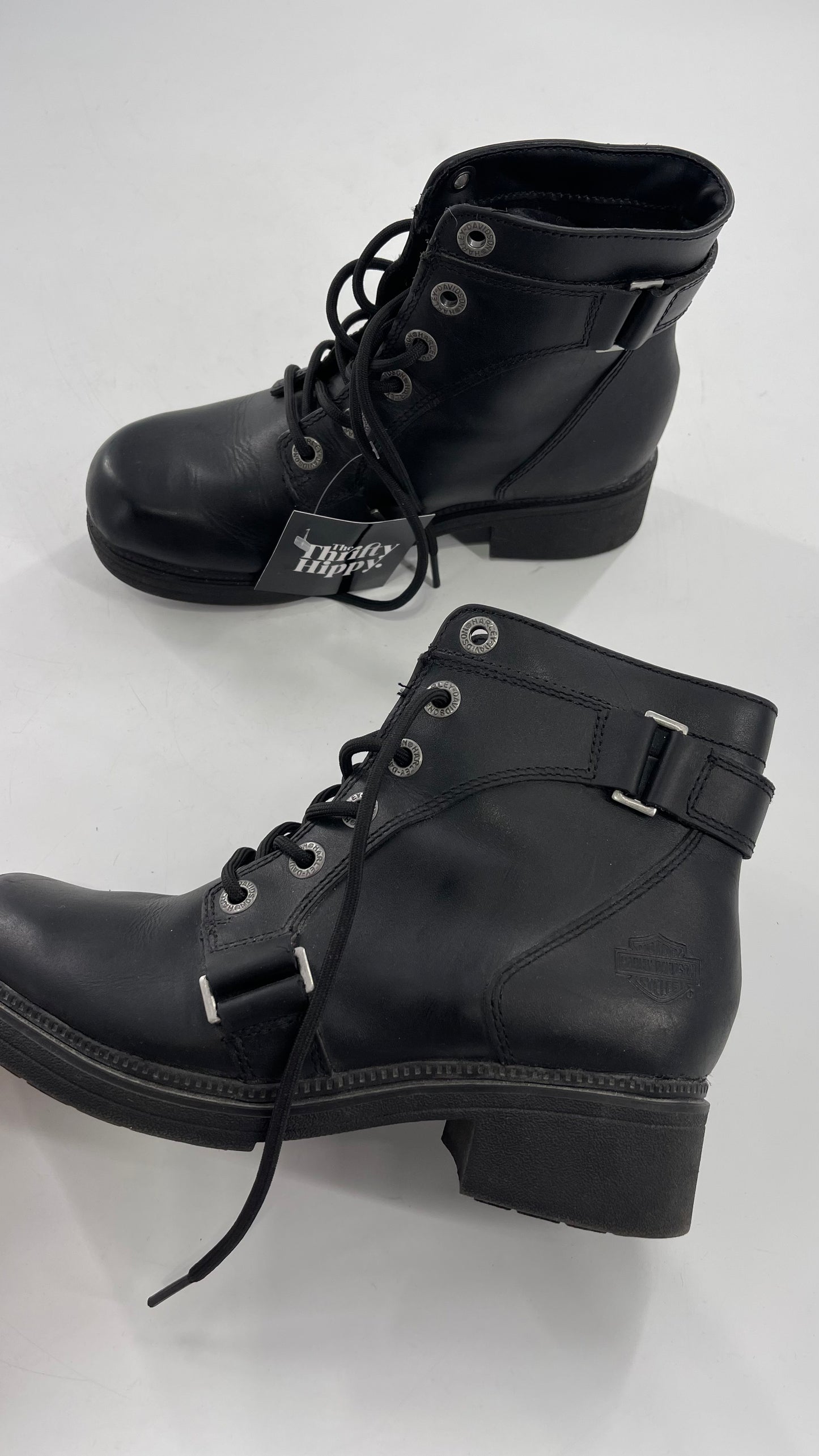 Harley Davidson Black Leather Combat Boots (8.5)