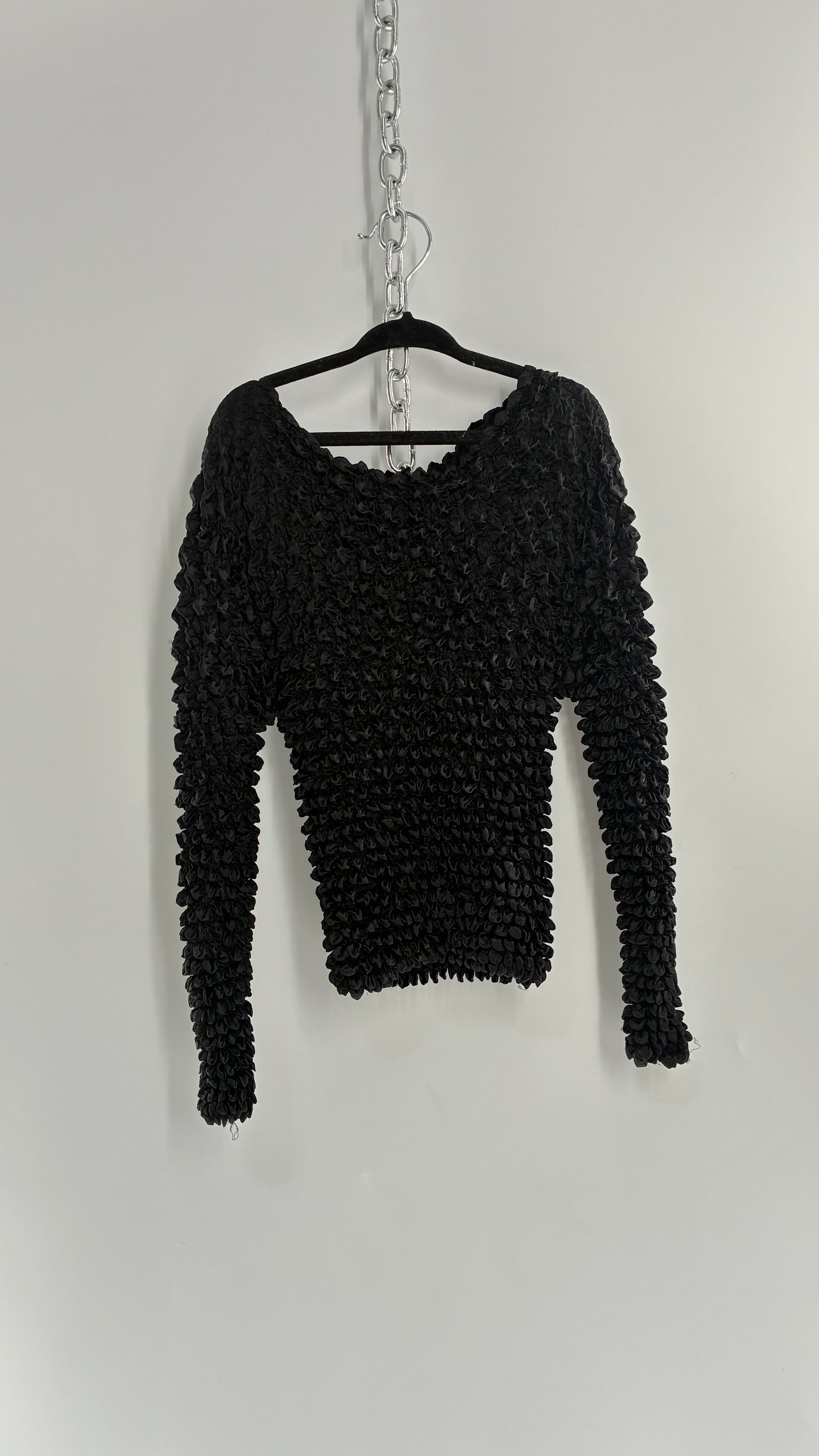 Vintage 1990s Black Popcorn Long Sleeve (One Size)