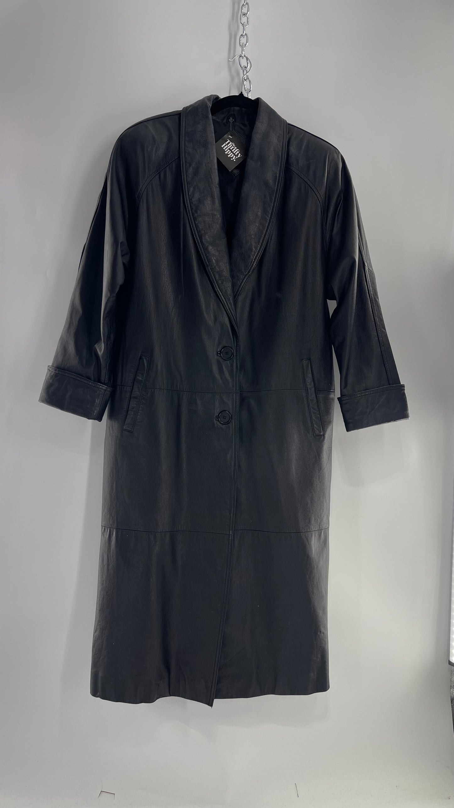 Vintage Jaqueline Ferrar Leather Trench Duster (Large)