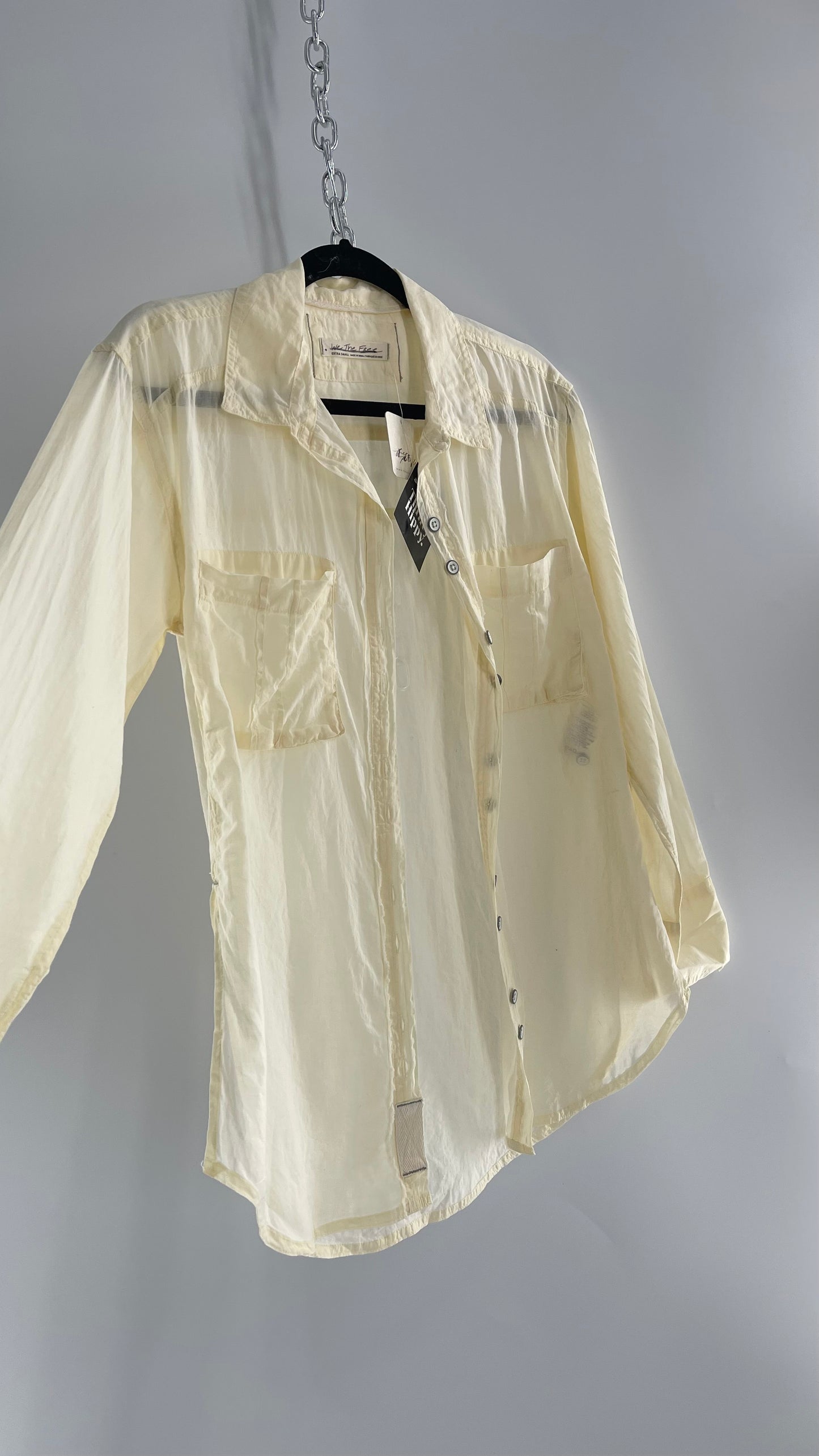 Free People Baby Yellow Sheer 100% Cotton Beachy Button Up with Tags Attached (XS)