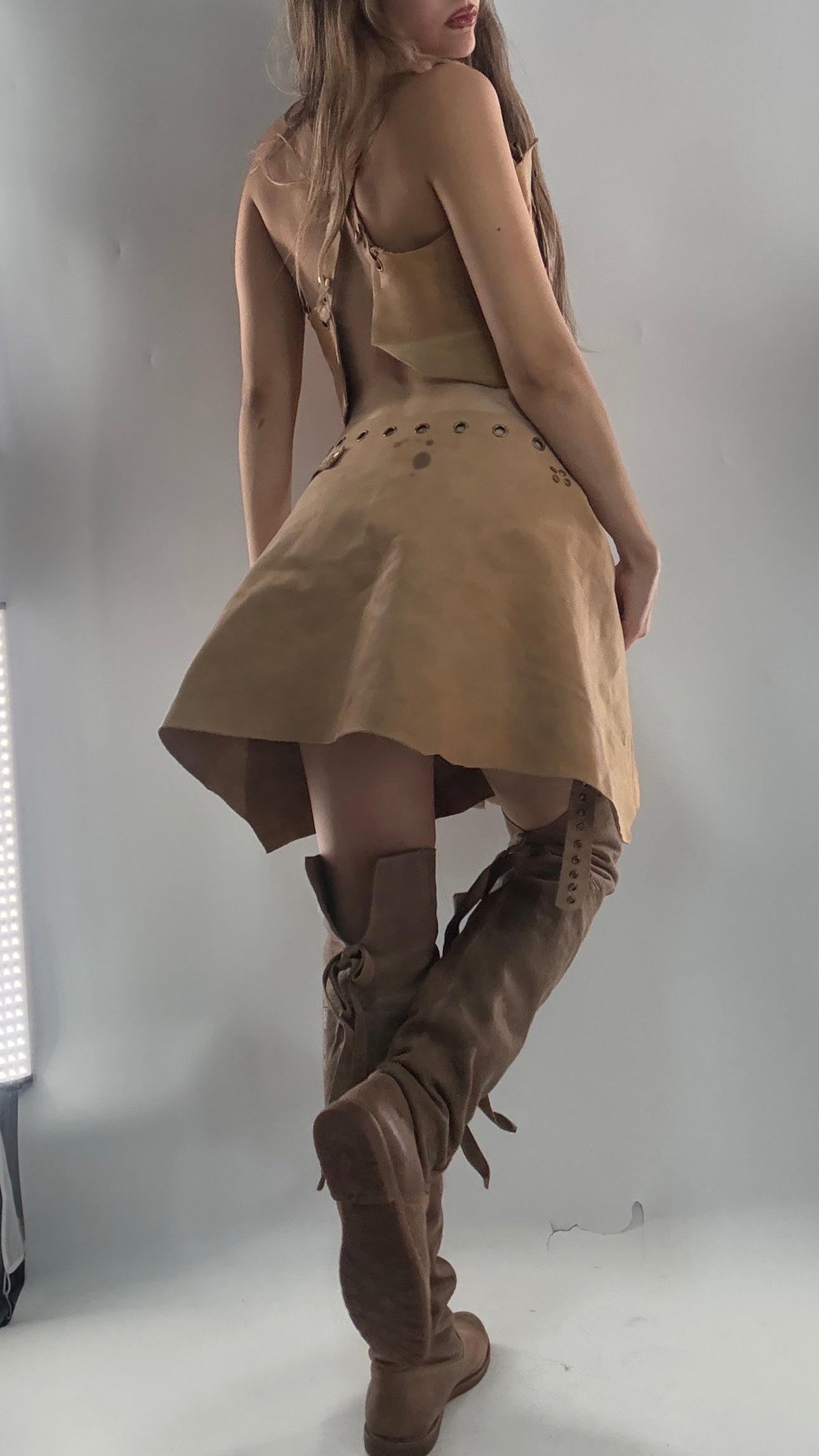 CUSTOM Handmade Rugged and Reversible Distressed Leather Two Piece Set with Grommet Waistband (XS-XL)