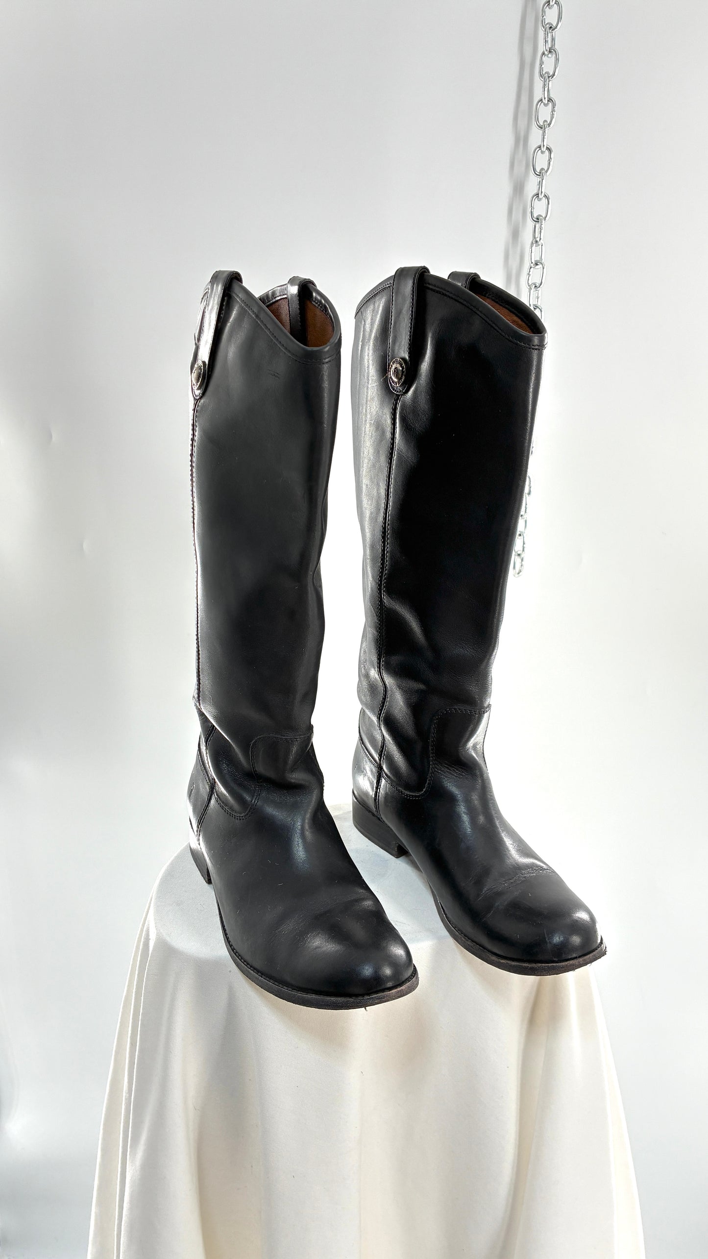 Vintage FRYE Melissa Tall Black Genuine Leather Boots Made in Mexico (8)