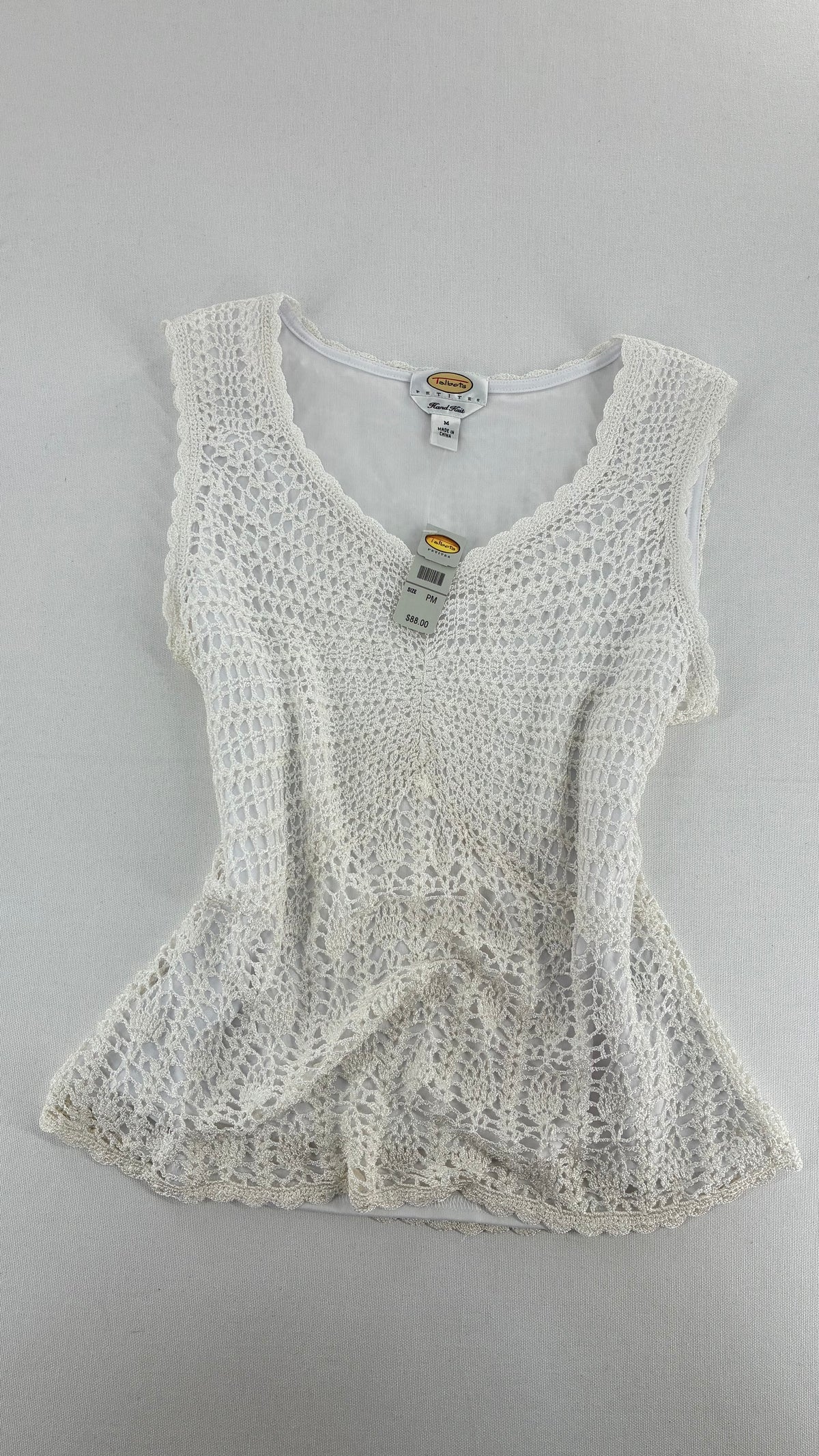 Deadstock Vintage TALBOTS White Crochet Sleeveless Top (Medium)