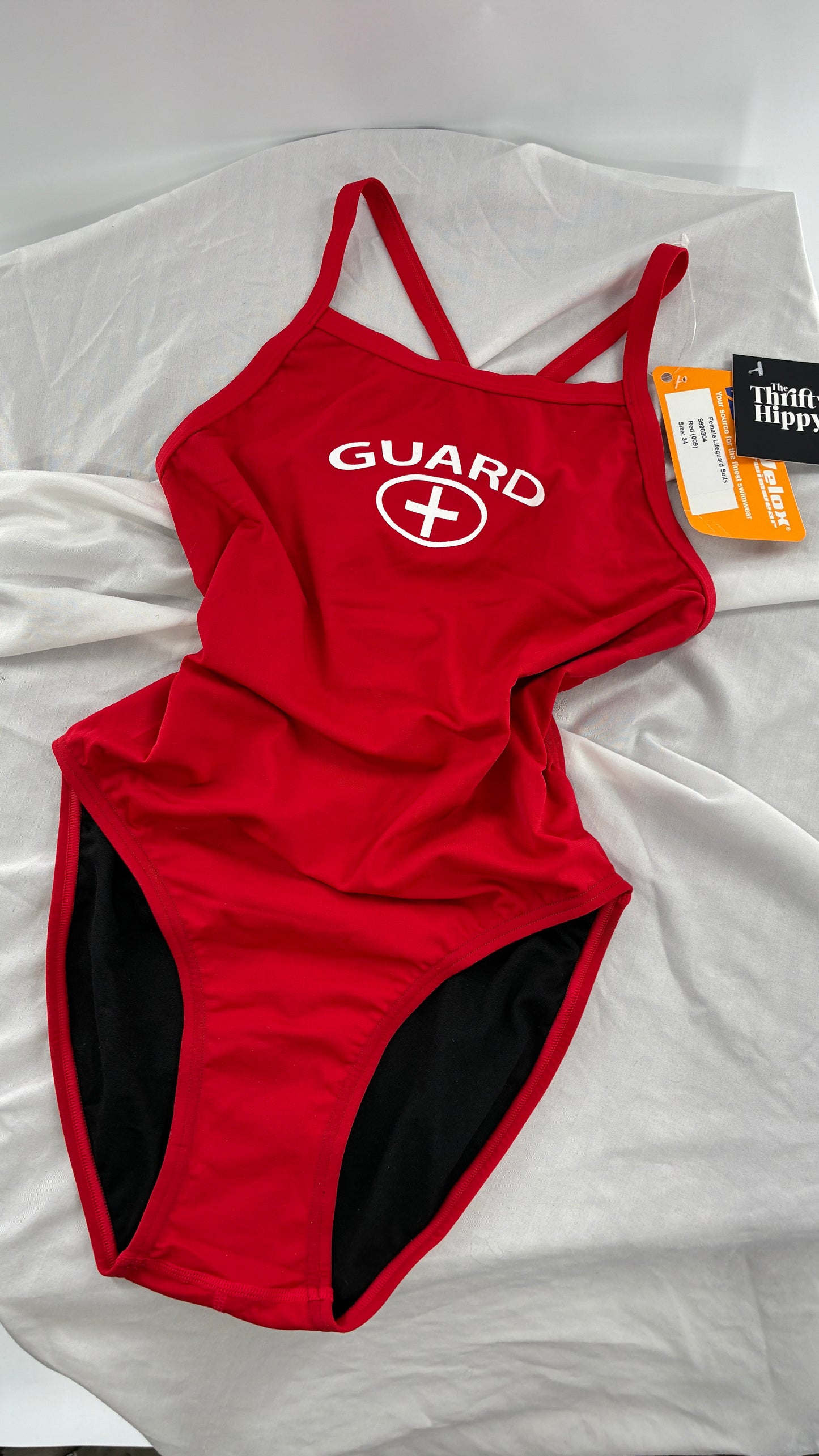 Vintage 1990s High Cut Open Back Velox Lifeguard Swimsuit (34)