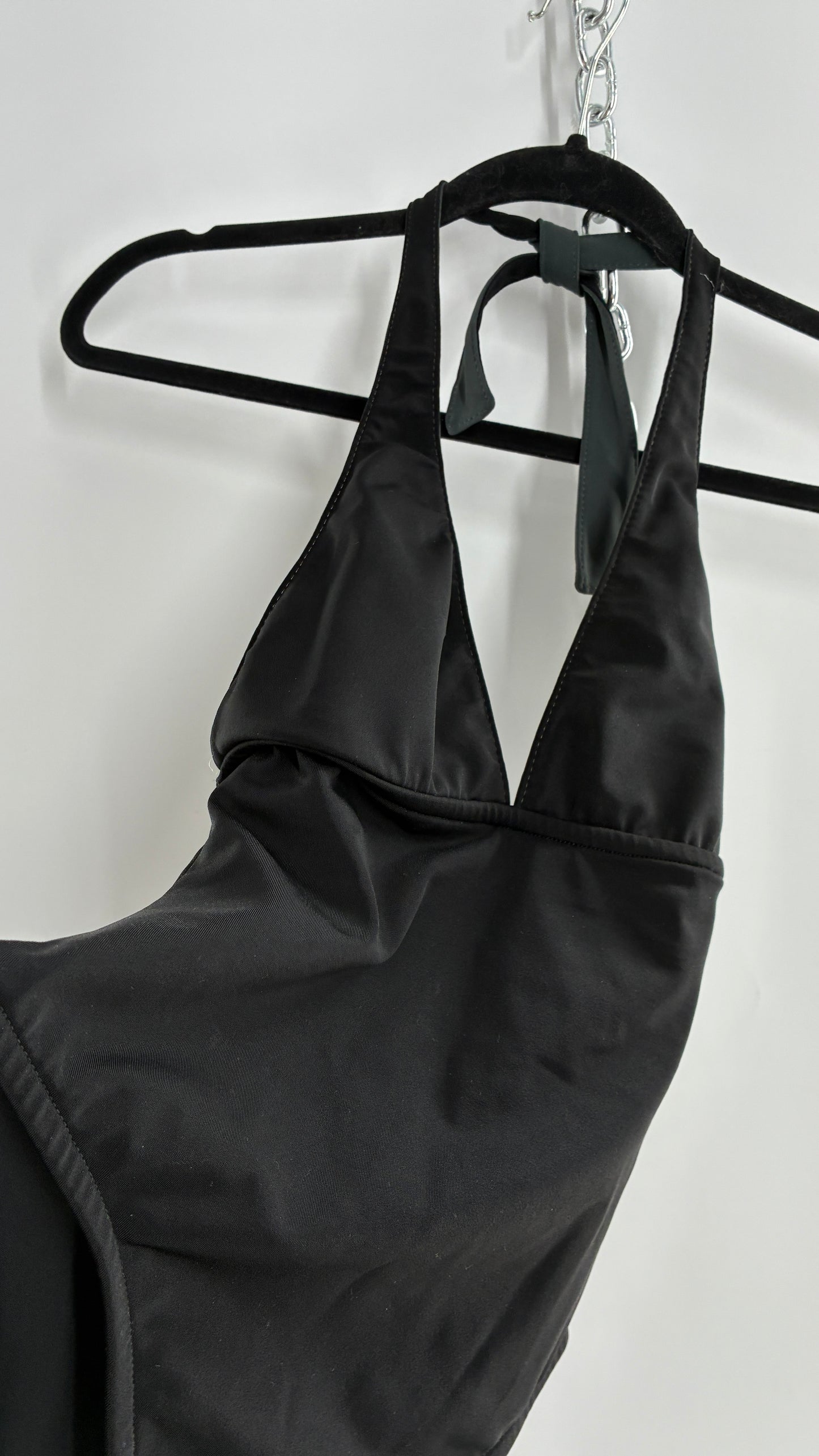 Vintage Black Handmade Retro Style Halter Thick Swimsuit (Small)