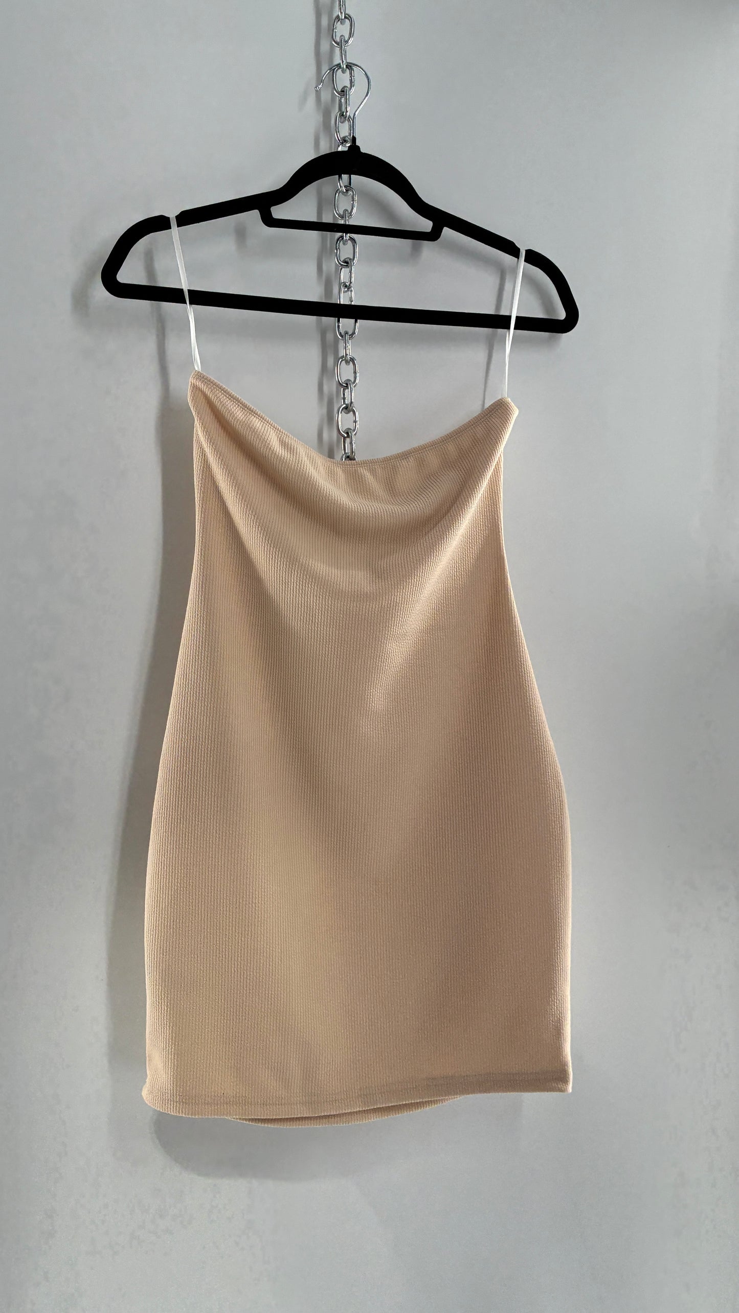 Nude Ribbed Tube Mini Dress Underlay Slip