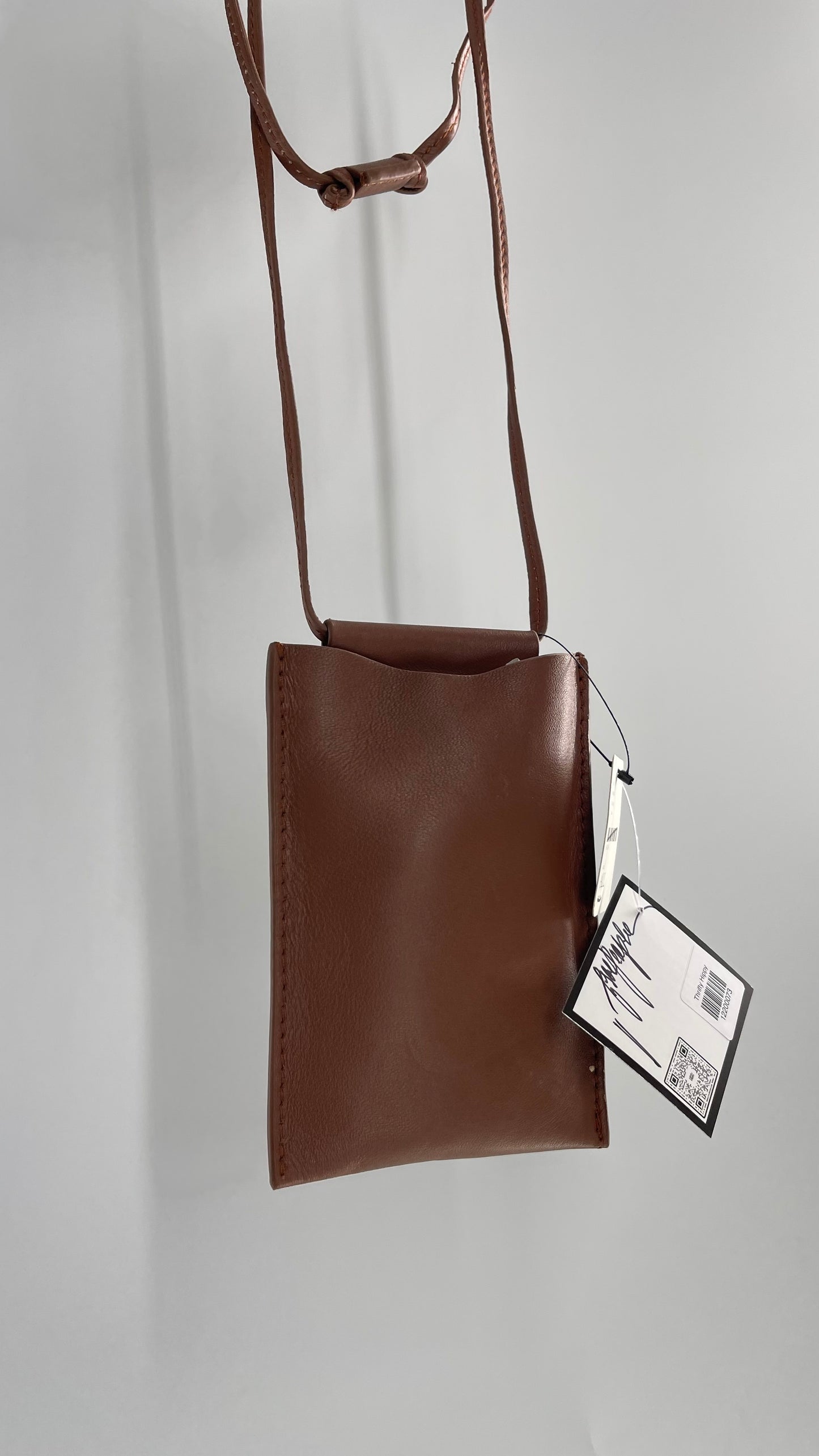 Free People Brown Leather Crossbody Phone Pouch with Tags Attached