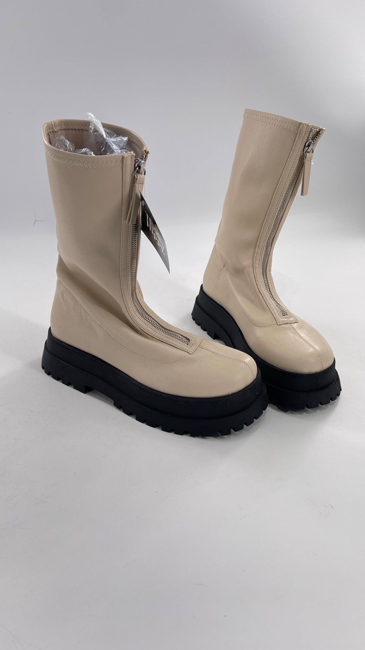 Urban Outfitters Cream Zip Front Boot with Contrast Platform (10)