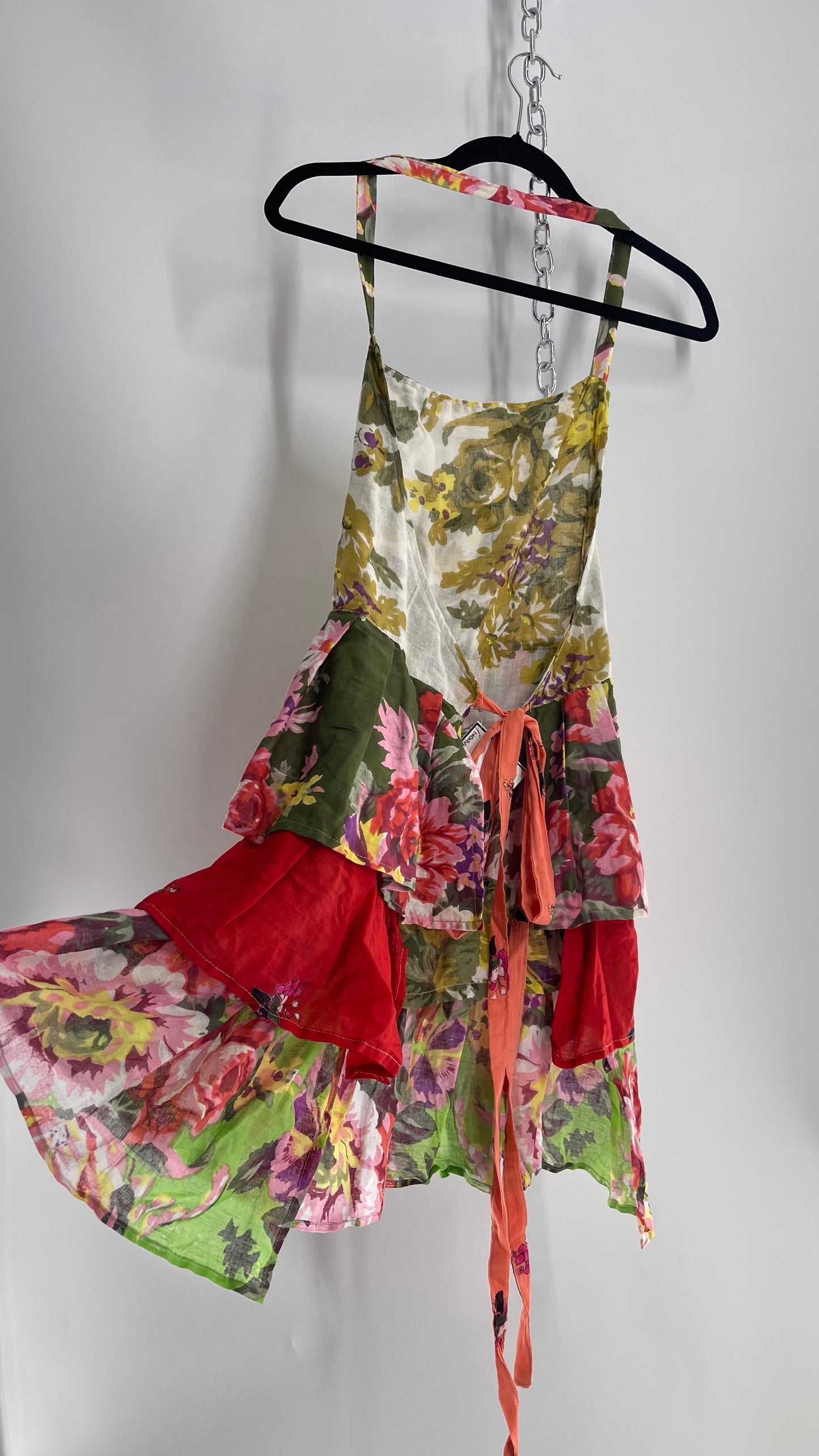 Anthropologie Ruffled Floral Cotton Apron (One Size)