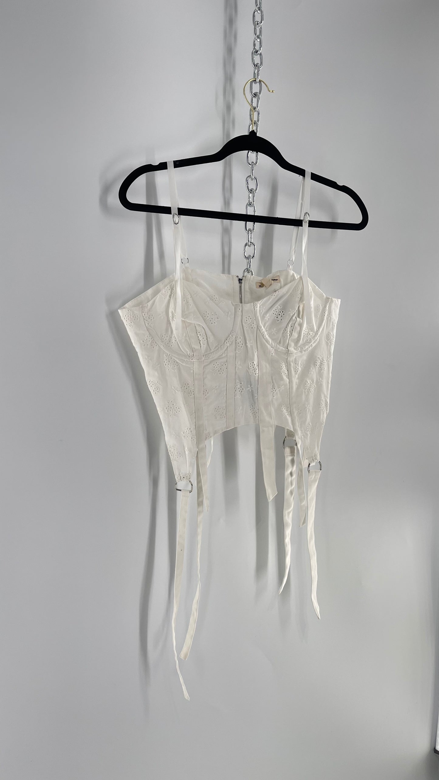 For Love and Lemons White Eyelet Lace Corset with Tags Attached (Large)