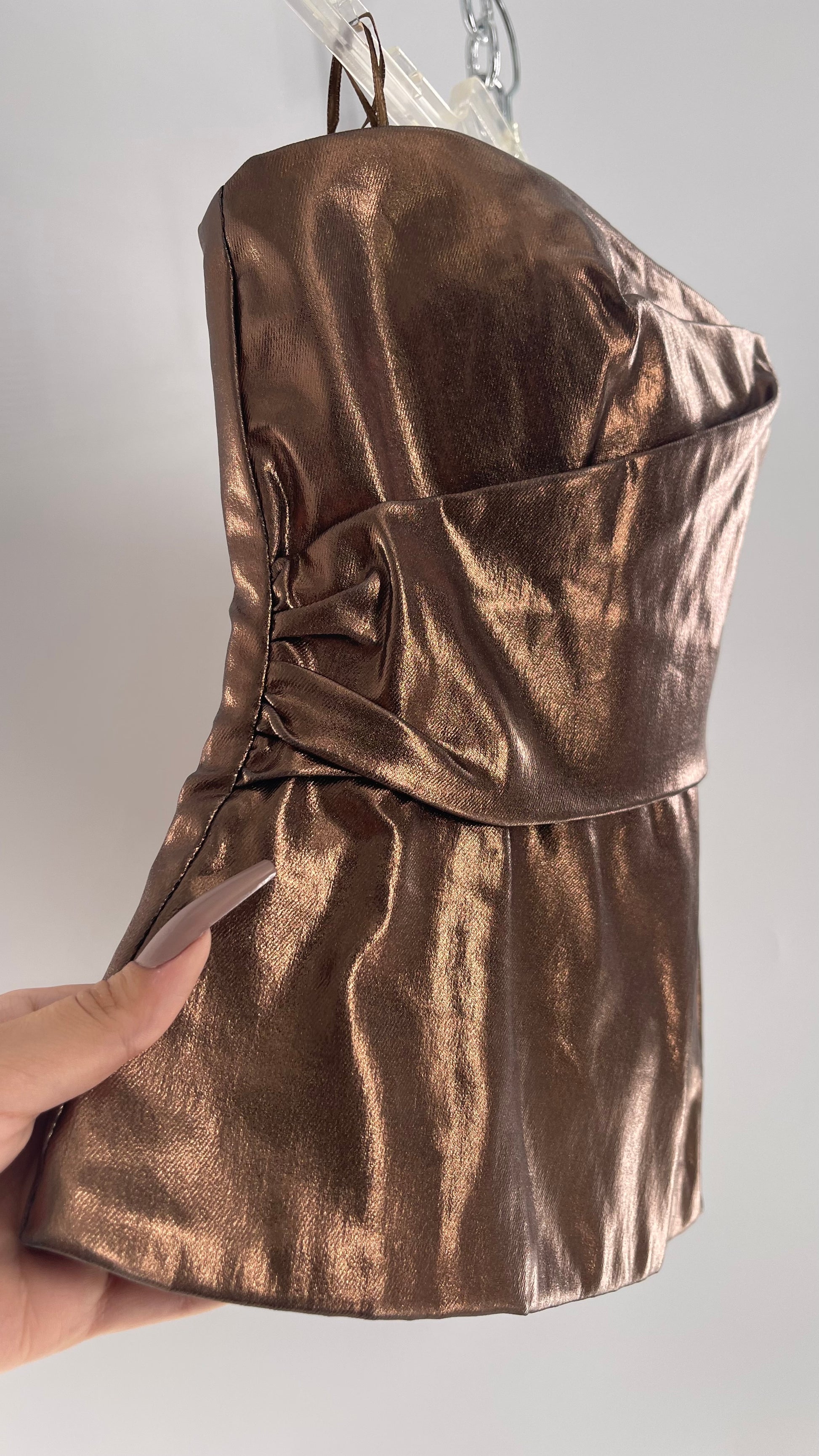 zara bronze metallic dress Zara
