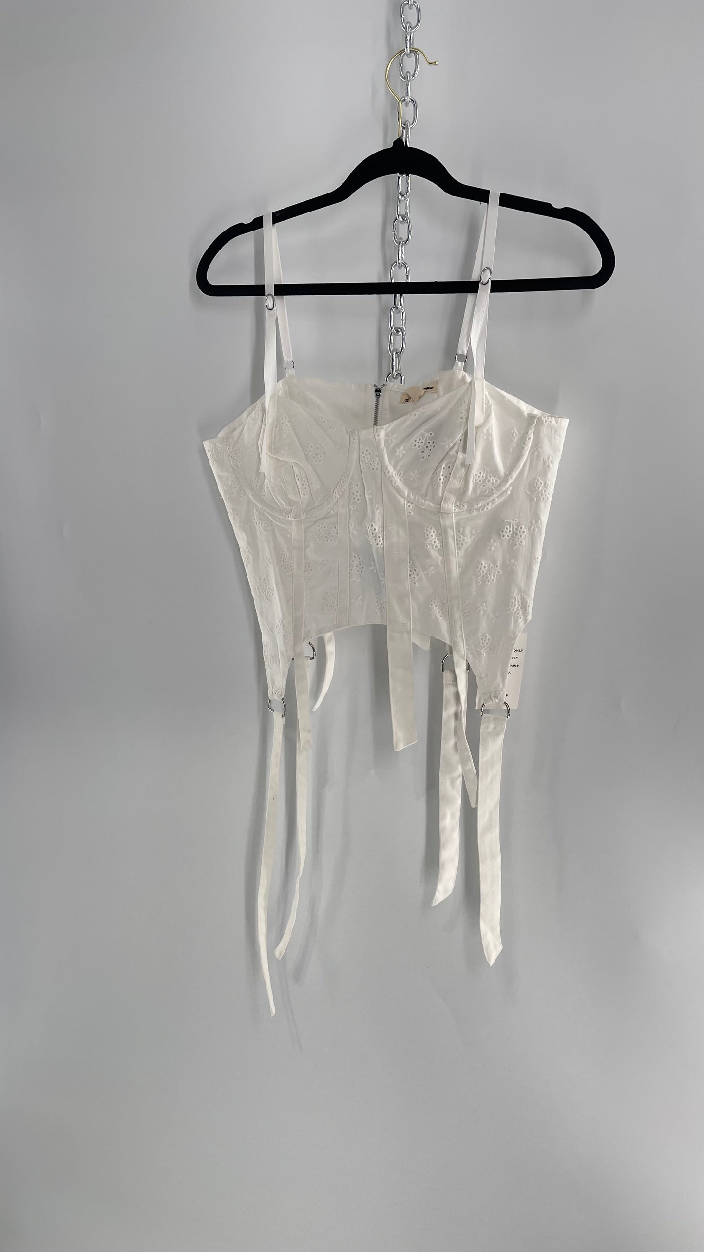 For Love and Lemons White Eyelet Lace Corset with Tags Attached (Large)