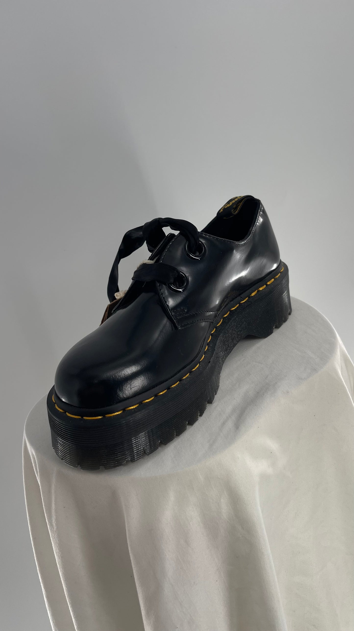 Dr.Martens  Black Patent Leather Holly Platform Oxford(8)