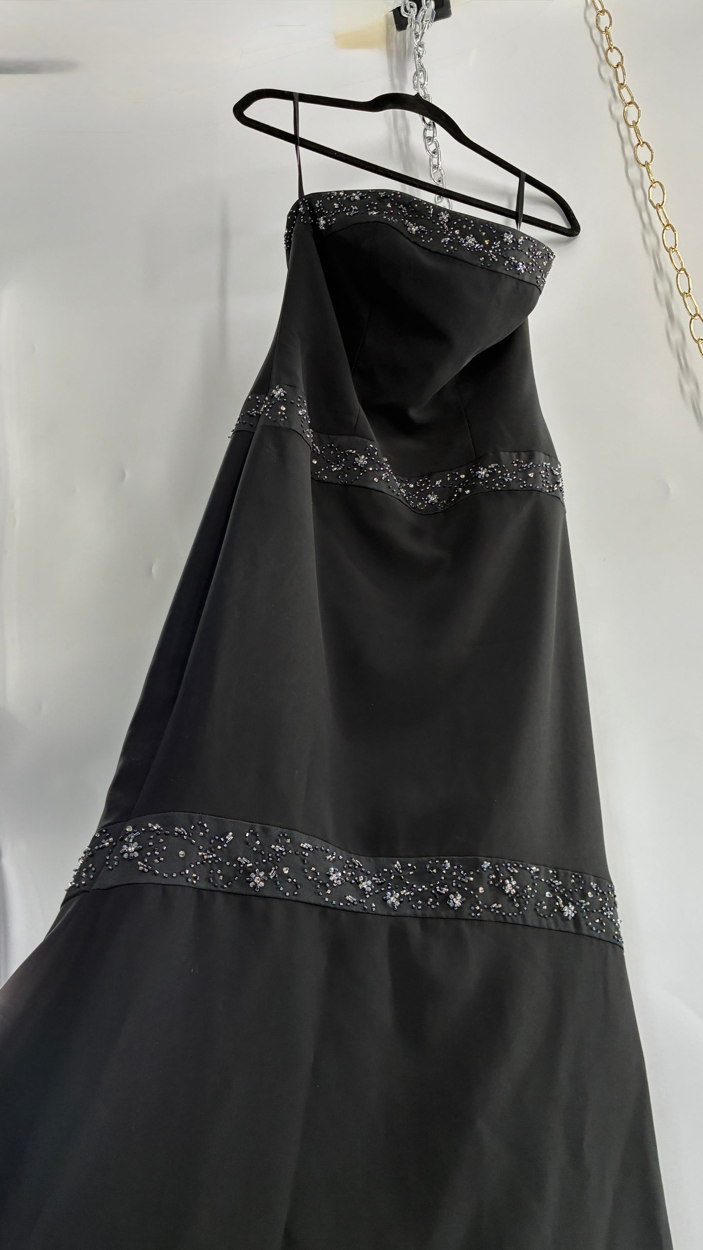 Vintage HAUTE COUTURE OBSESSIONS Black Beaded Maxi Dress (8)