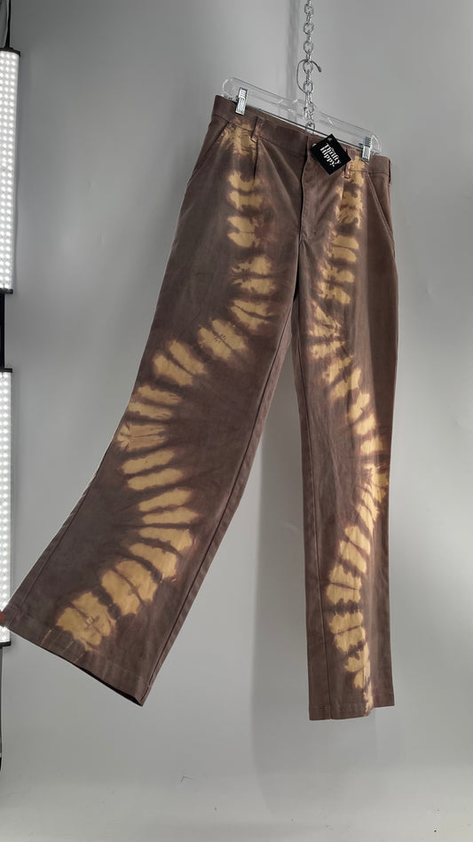 One of a Kind Bleached Neutral Carpenter Cargo Pants Dusty Purple Gray with Beige Dyed Streaks (31 )