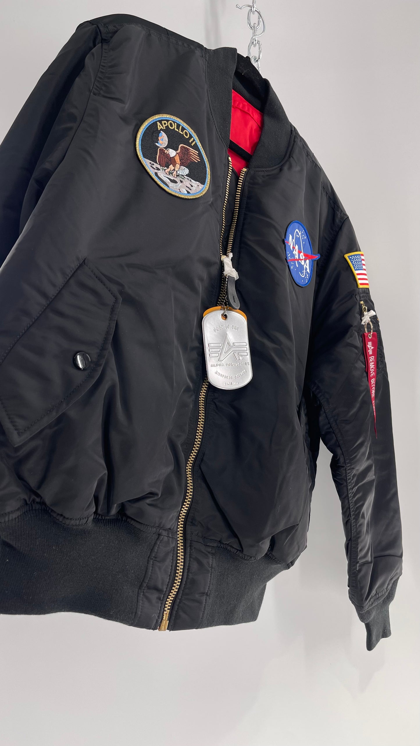 NASA Black Bomber Jacket with Tons of Patches Never Worn with Tags (XXL)