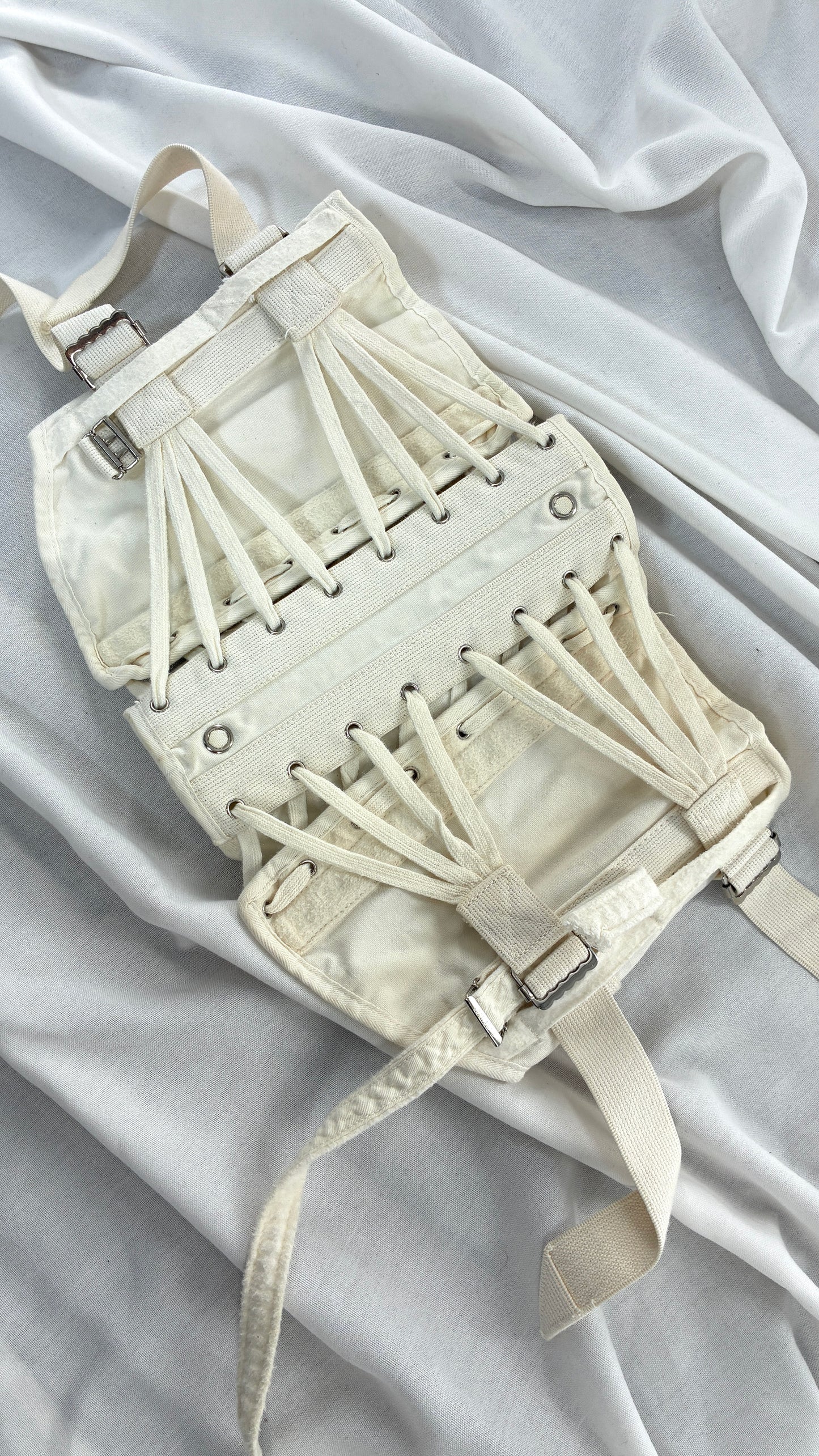 Vintage 1950s White Girdle Corset Brace Belt with Straps (Small)