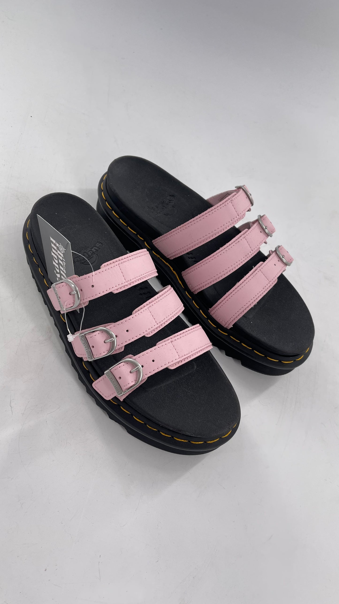 Dr. Martens Baby Pink Strappy Platform Sandal with Heavy Metal Buckle (10)