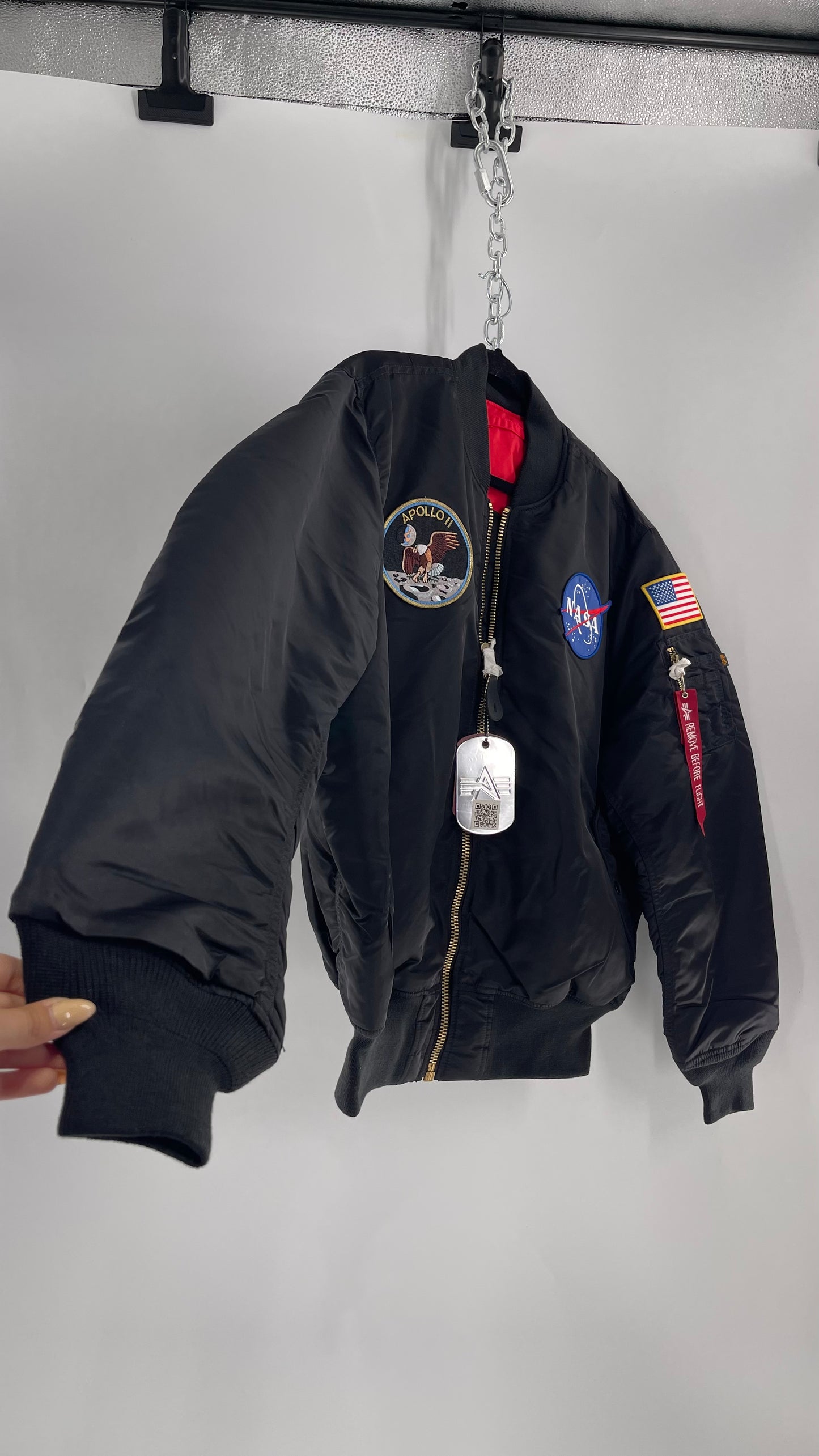 NASA Black Bomber Jacket with Tons of Patches Never Worn with Tags (XXL)