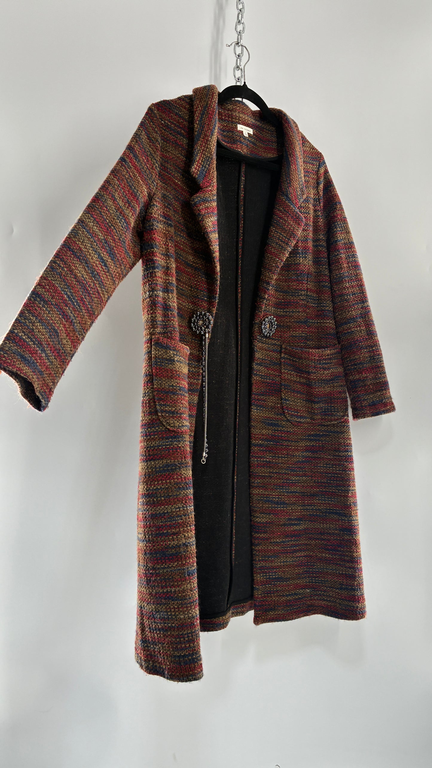 EN CRÈME Full Length Knit Overcoat (Large)