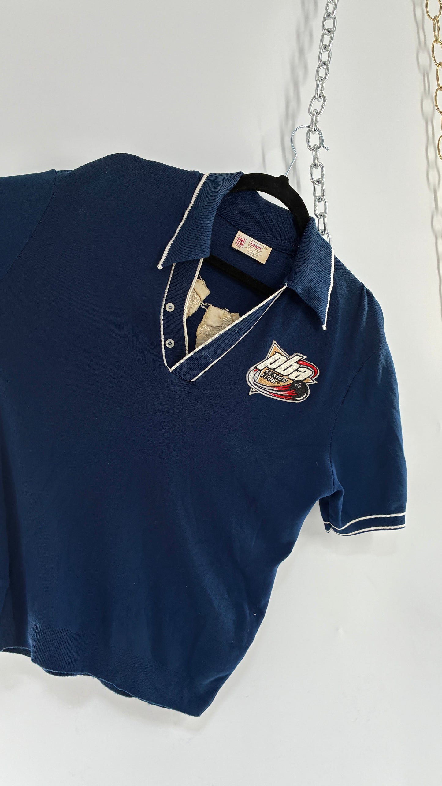 Vintage 1970s SEARS PBA Chain Stitch J.L. Oliver Bowling Polo (Medium)