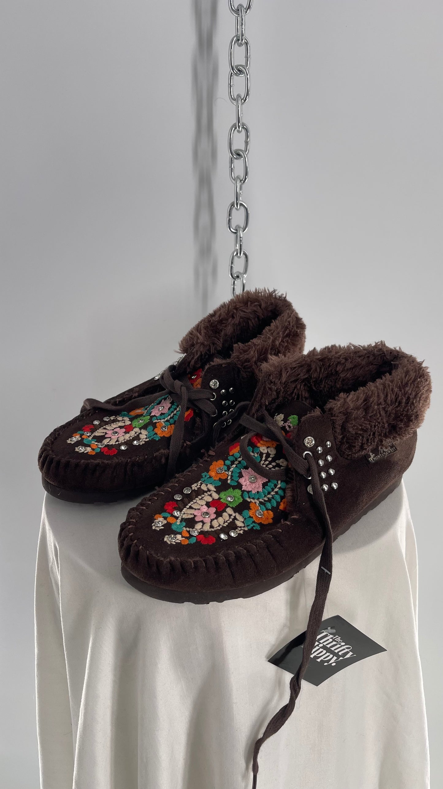 Embroidered Faux Suede & Fur Studs+ Rhinestone Moccasins (8)